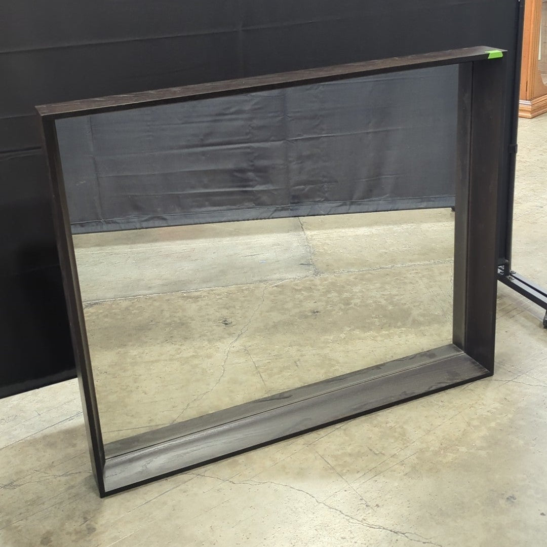 Dark Brown Rectangular Mirror with Wide Frame