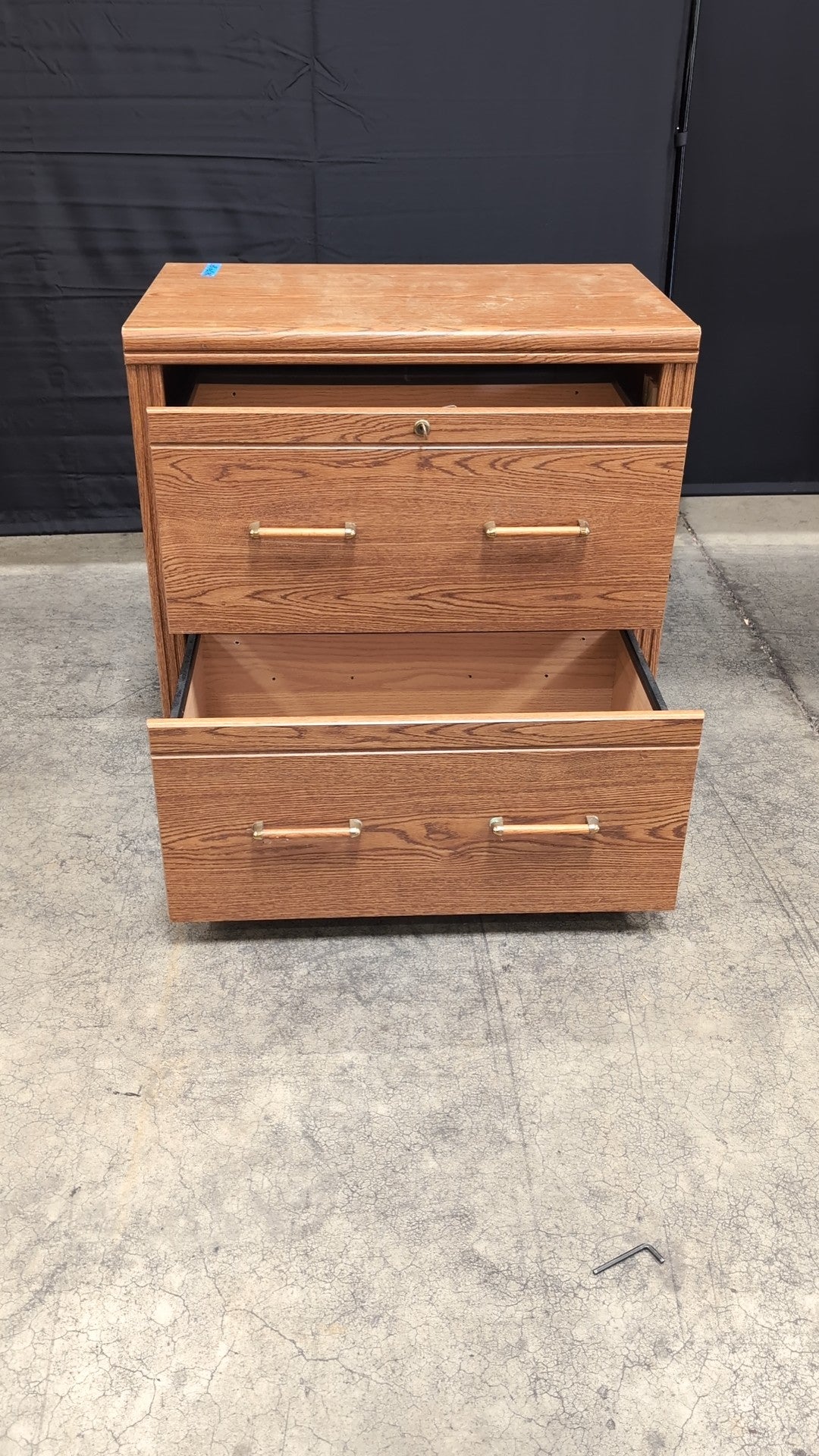 Medium Brown Two-Drawer Office Filing Cabinet with Lock