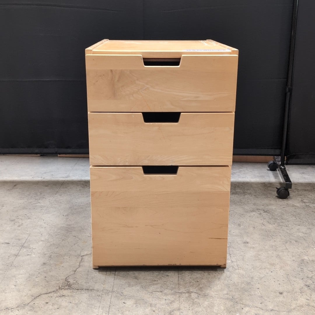 Scandinavian Light Wood Three-Drawer file cabinet