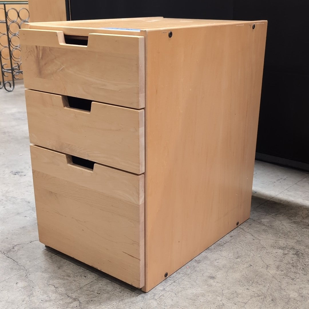 Scandinavian Light Wood Three-Drawer file cabinet