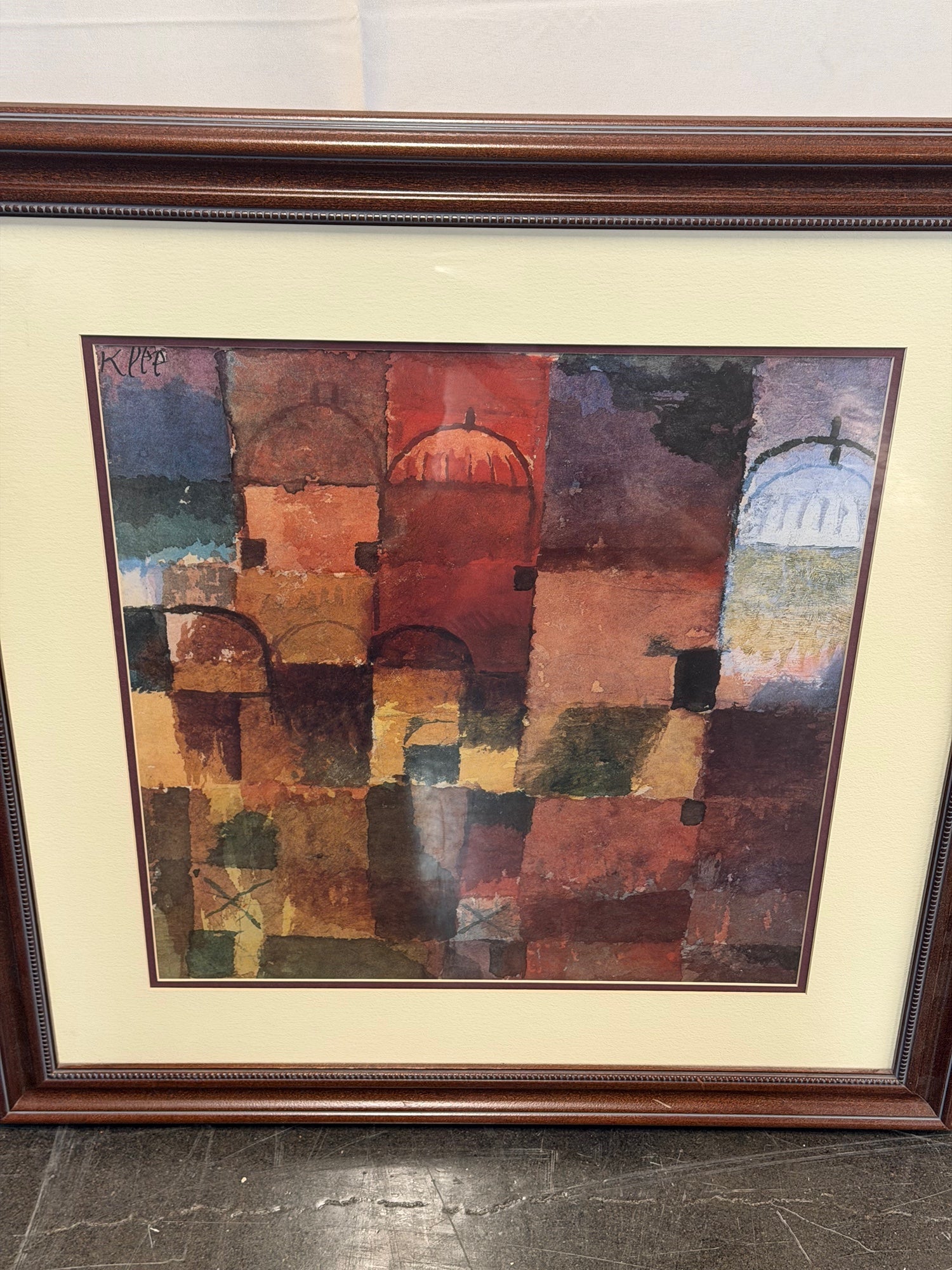 Abstract Geometric Framed Art Print in Dark Wood