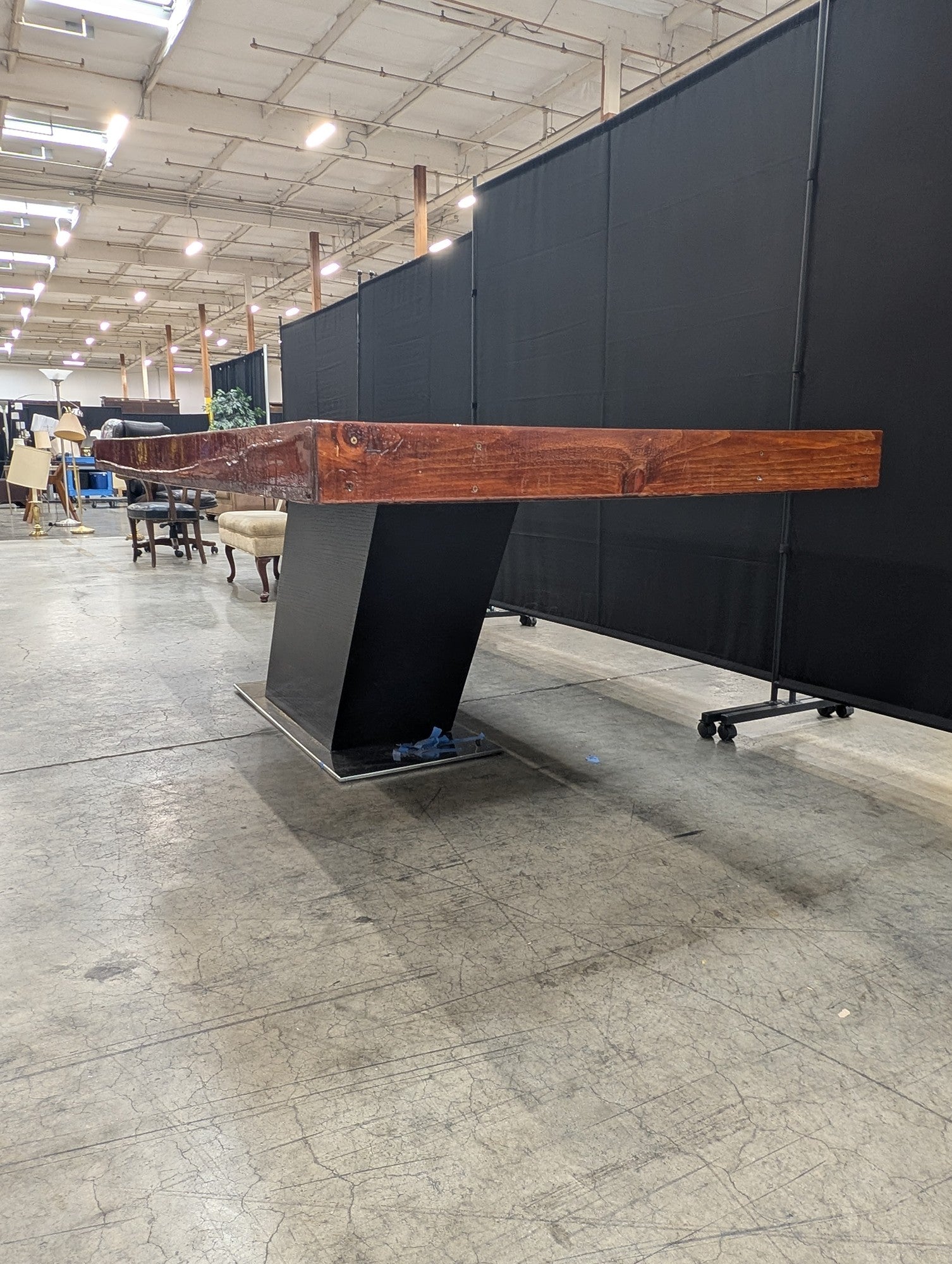 Unique Wood and Resin Dining Table with Pedestal Base