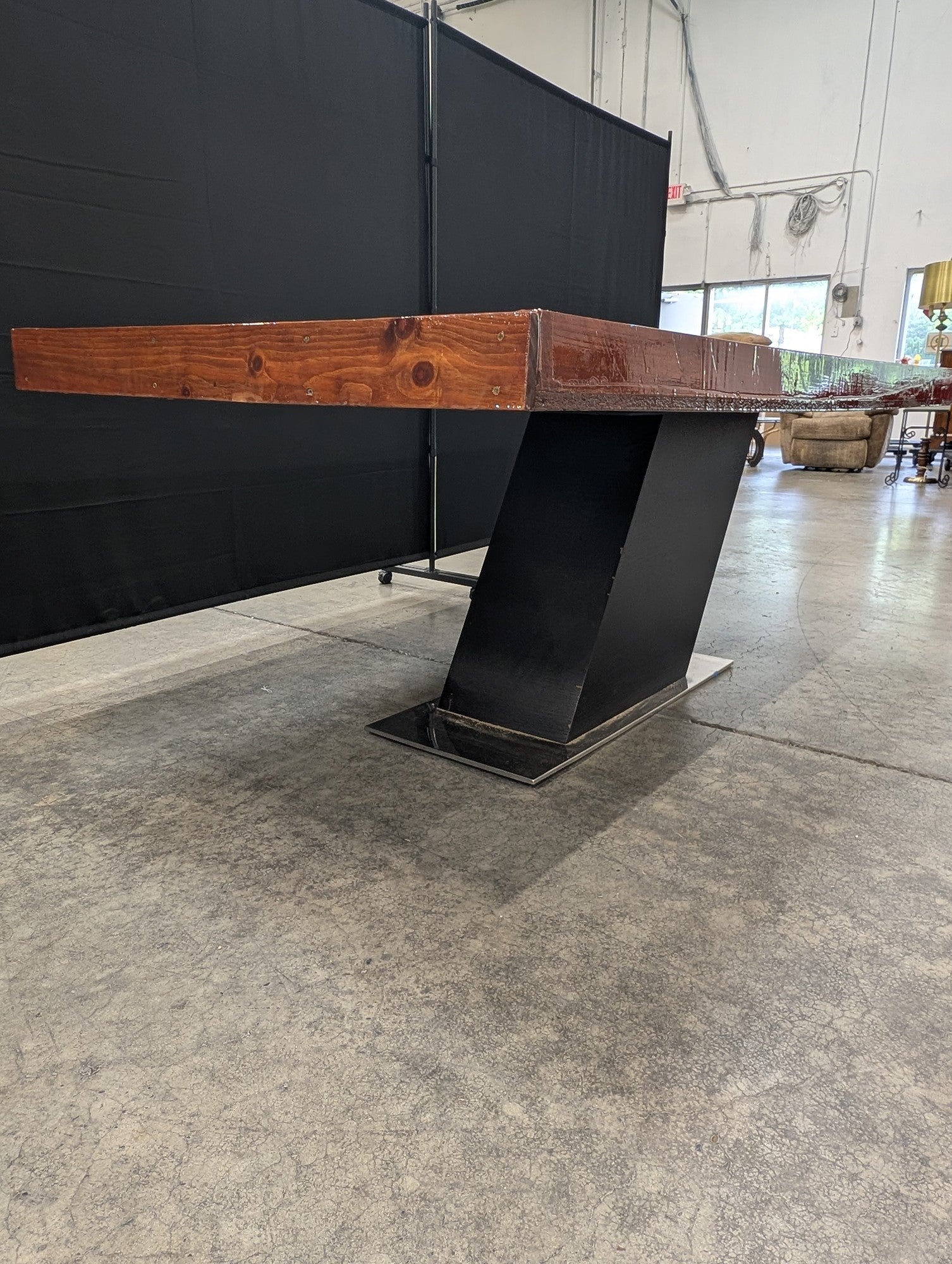 Unique Wood and Resin Dining Table with Pedestal Base