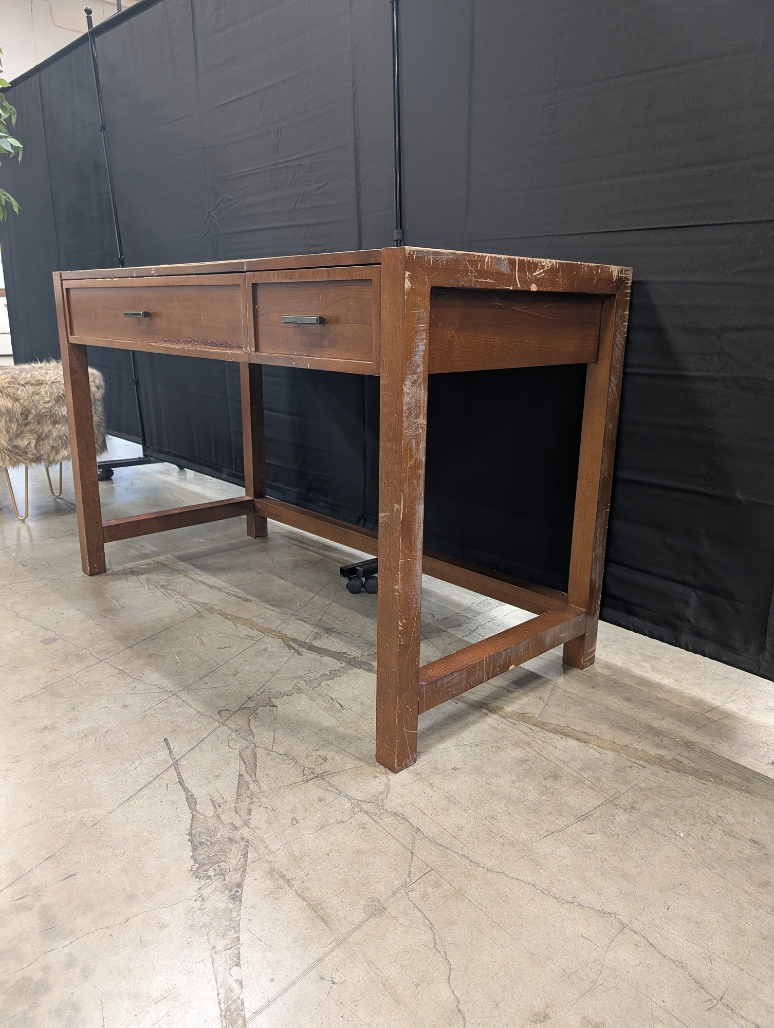 Brown Wood Front Drop Desk