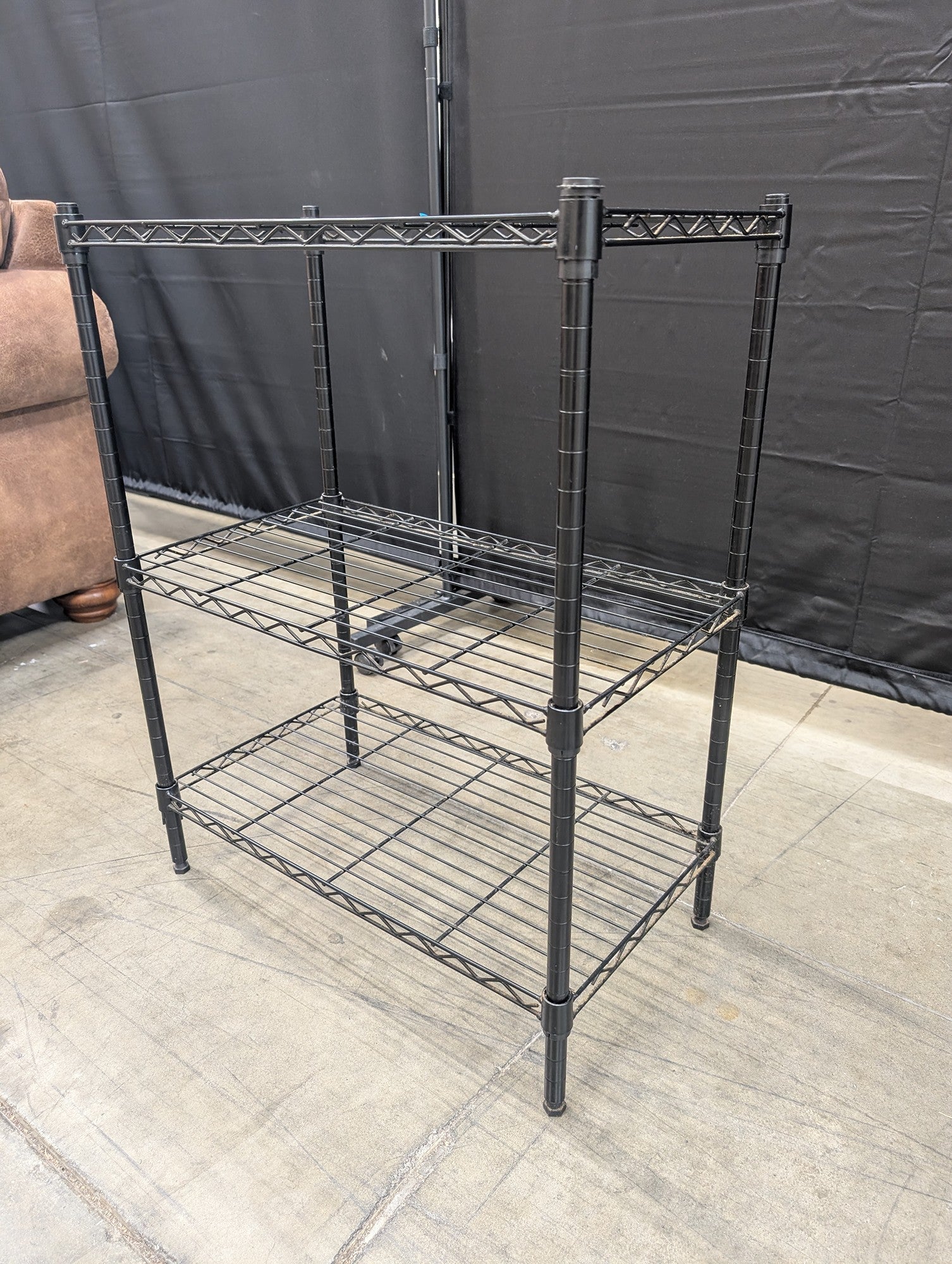 Black Metal Three-Tier Storage Shelf