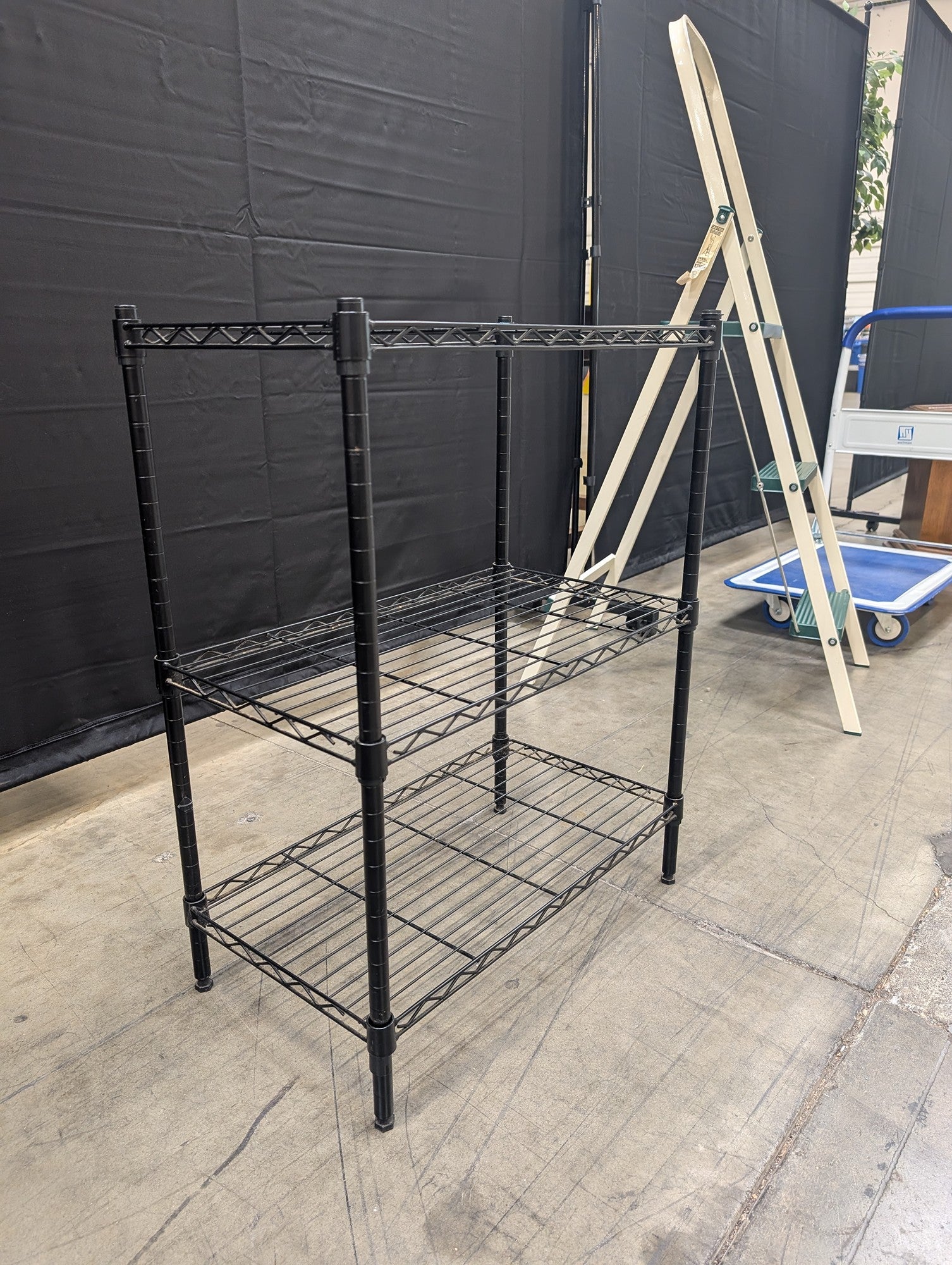 Black Metal Three-Tier Storage Shelf