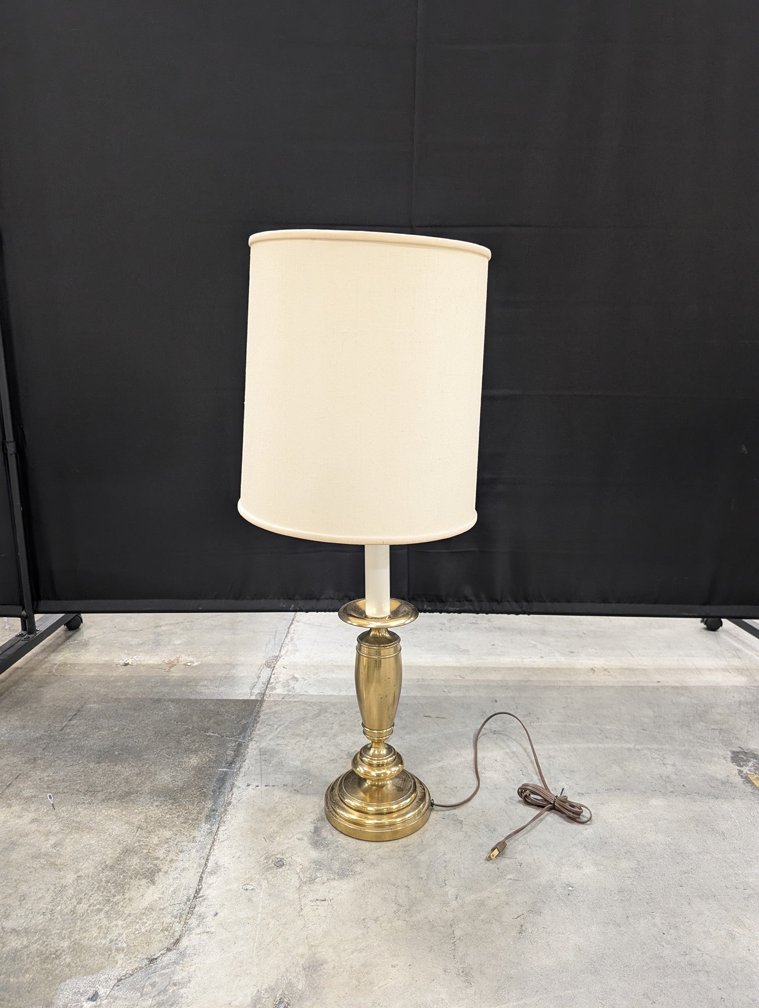 Traditional Brass Table Lamp with Cream Shade