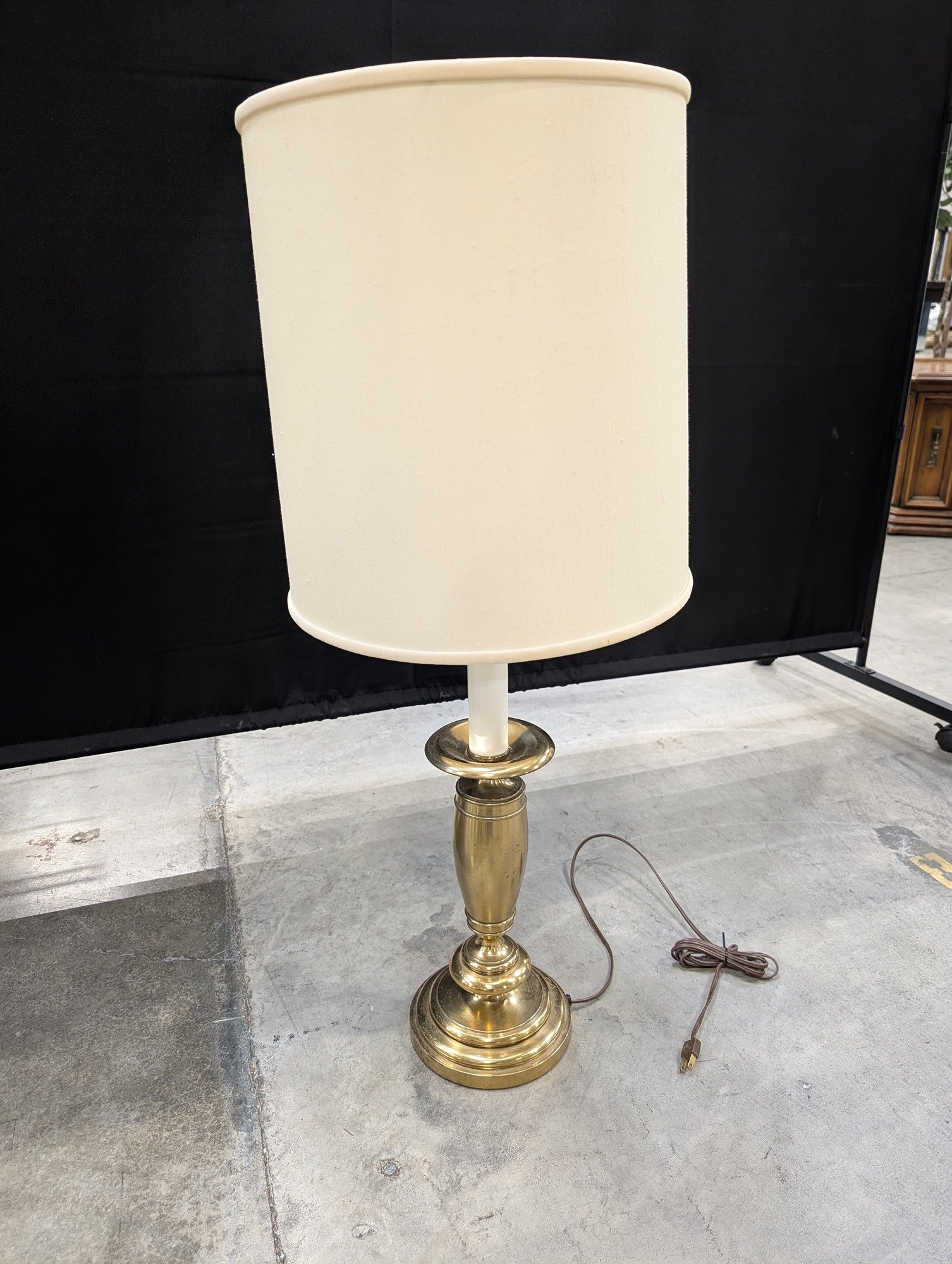Traditional Brass Table Lamp with Cream Shade