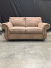 Brown Polyester Upholstered Rolled Arm Loveseat