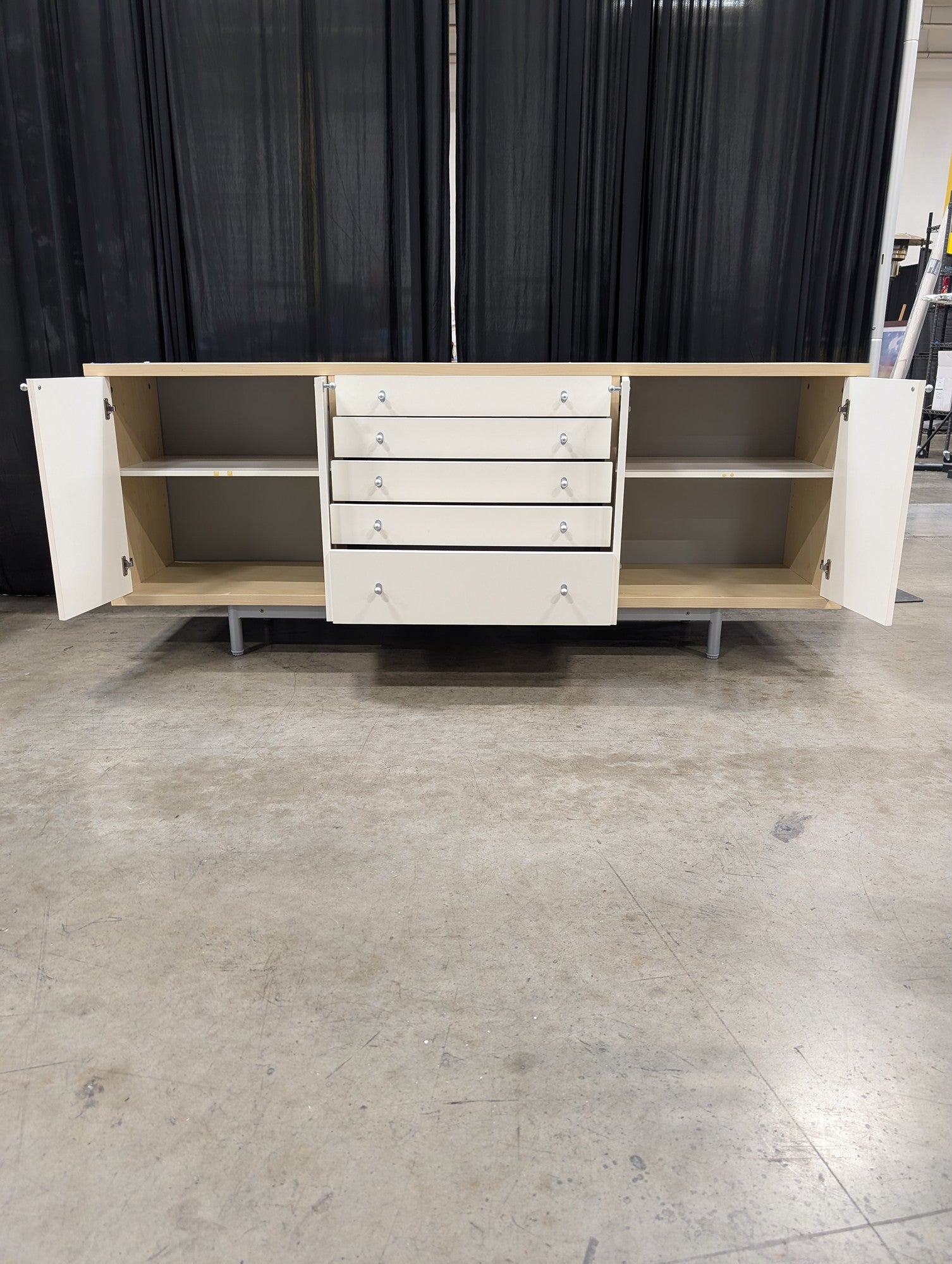 Light Wood and Cream Modern Storage Buffet
