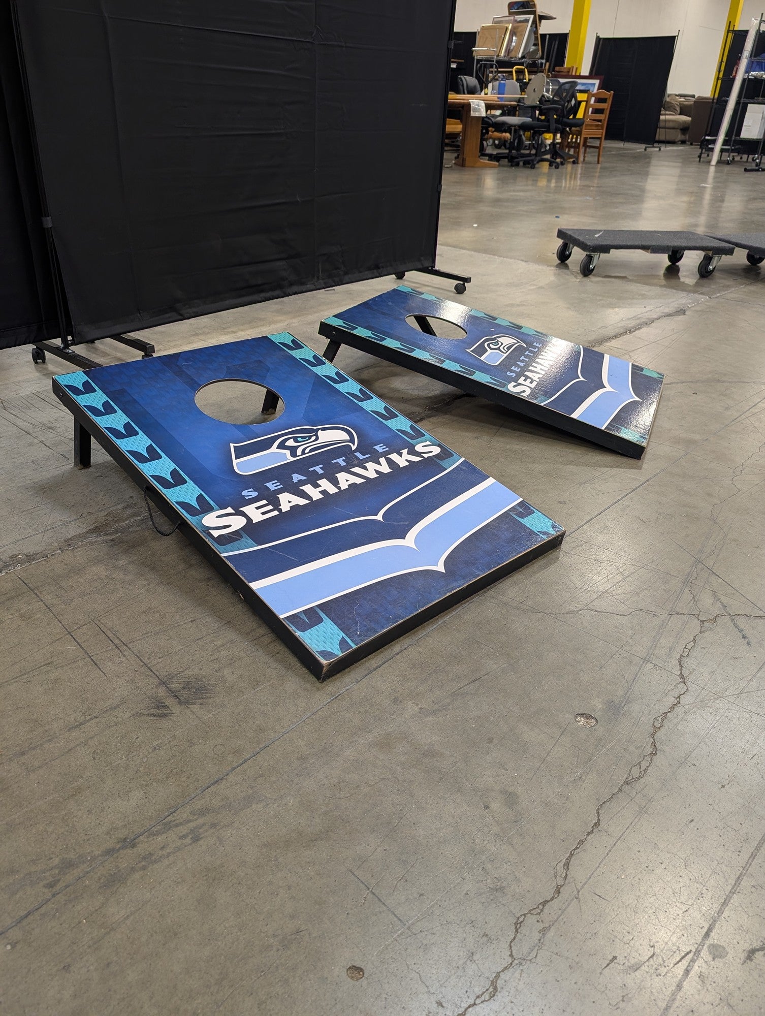Seattle Seahawks Blue Team Cornhole Boards in Wood