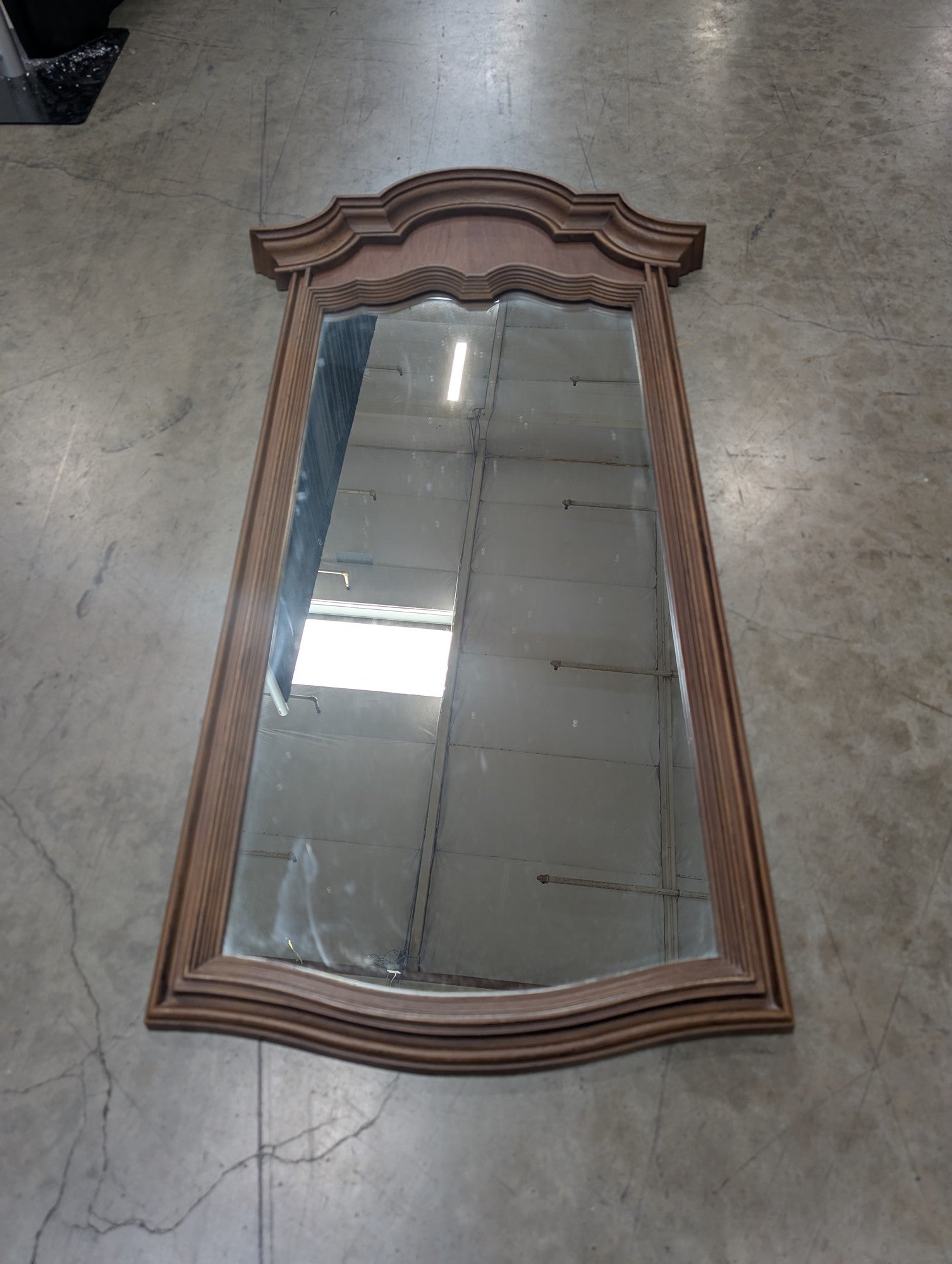 Vintage Arched Top Wall Mirror in Wood