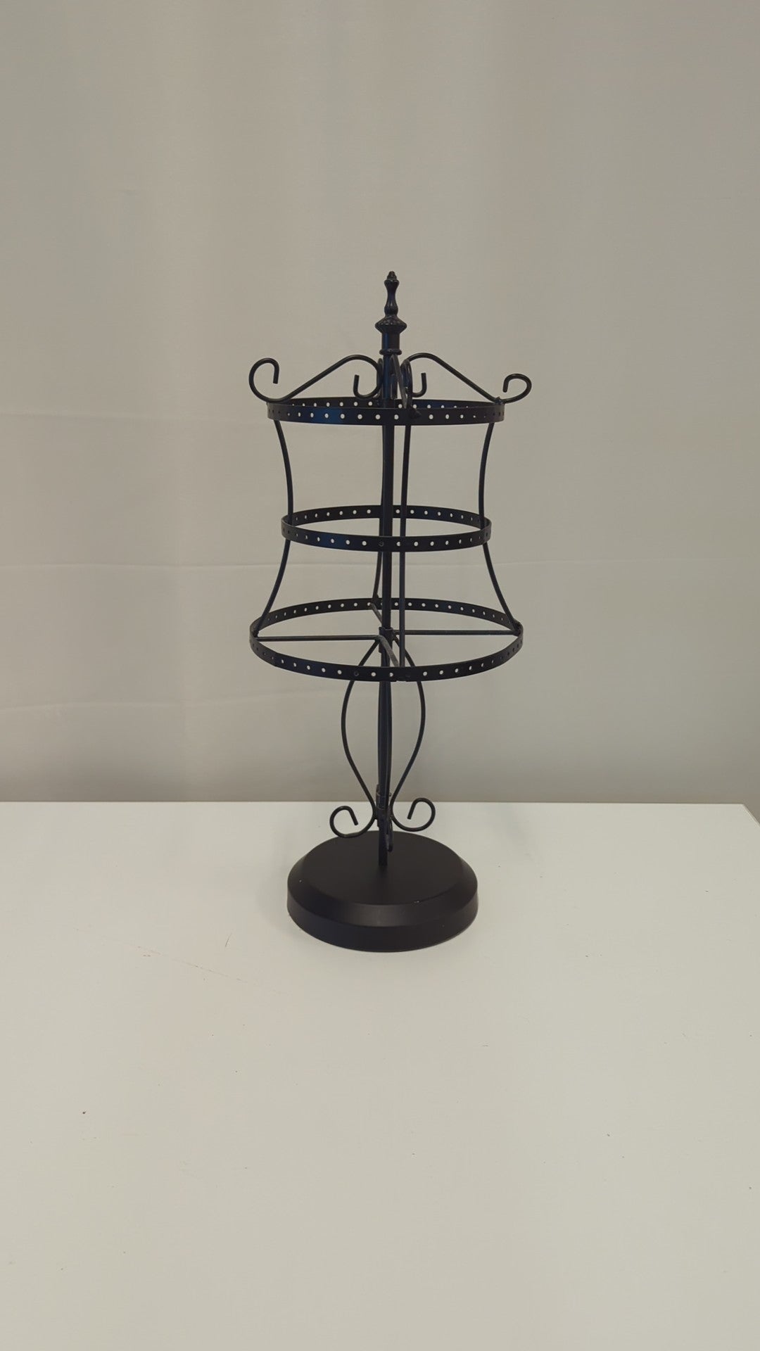 Black Metal Dress Form Rotating Jewelry Stand