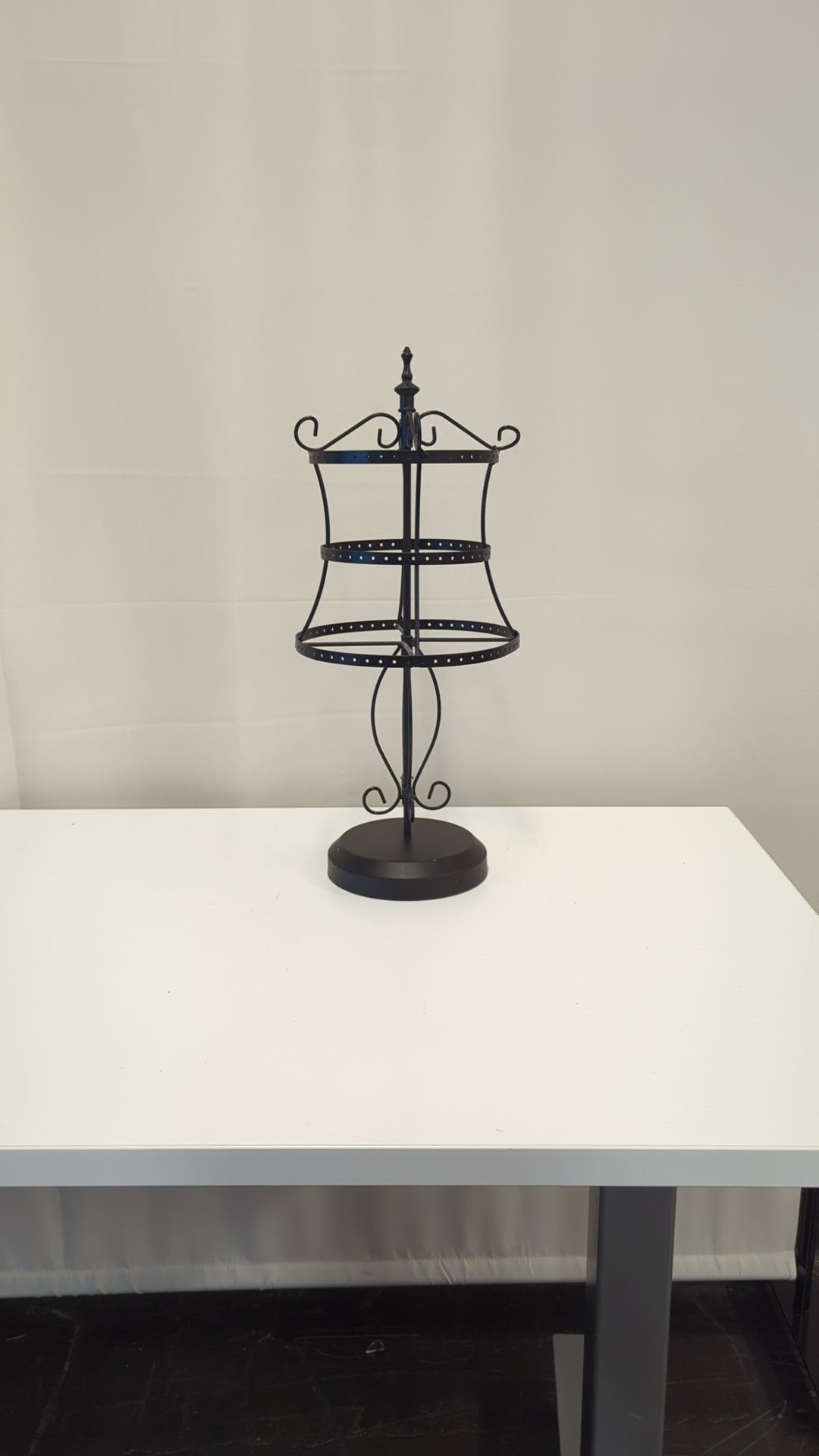 Black Metal Dress Form Rotating Jewelry Stand