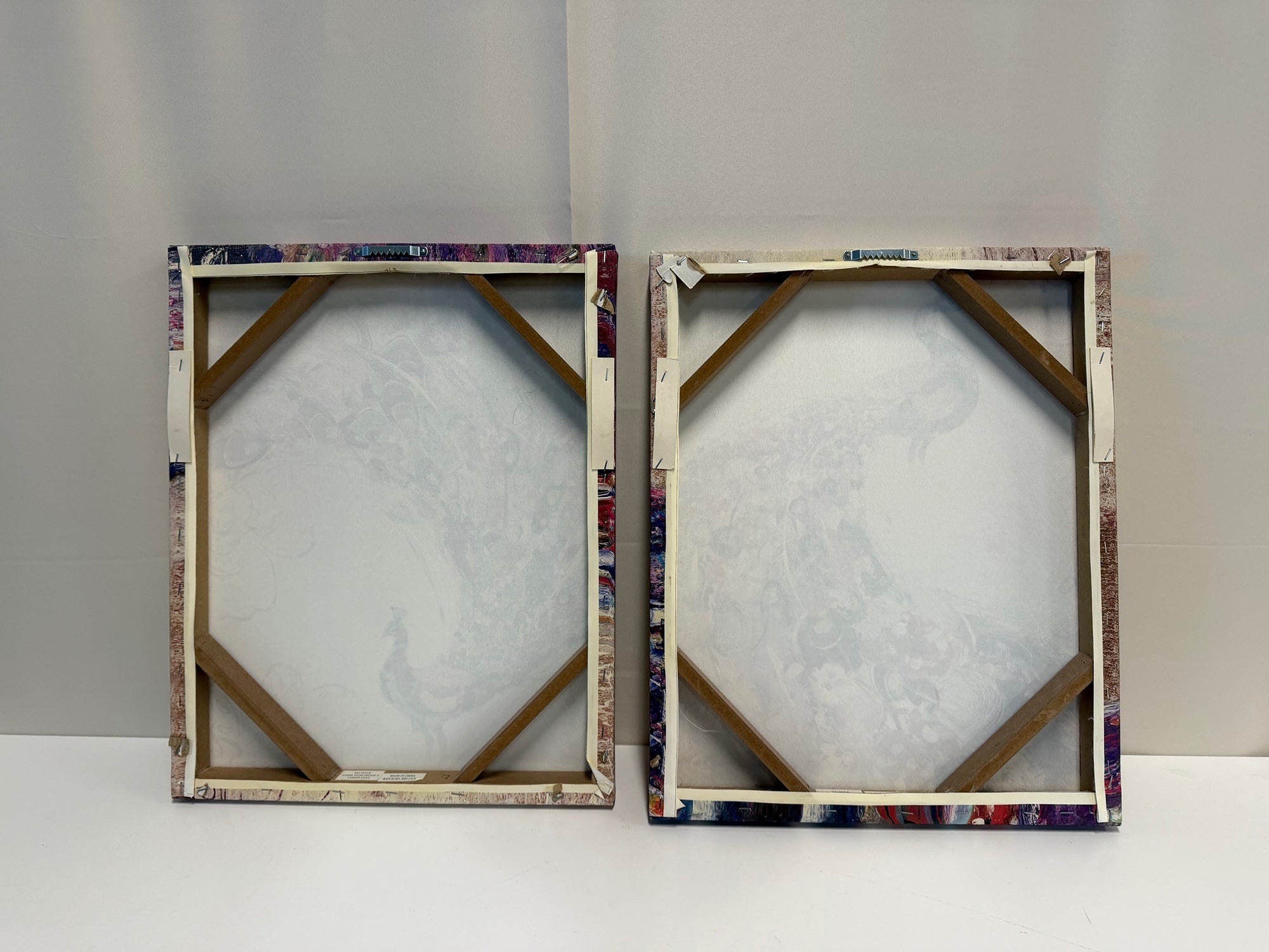 Pair of Peacock Canvas Wall Art with Gold Accents