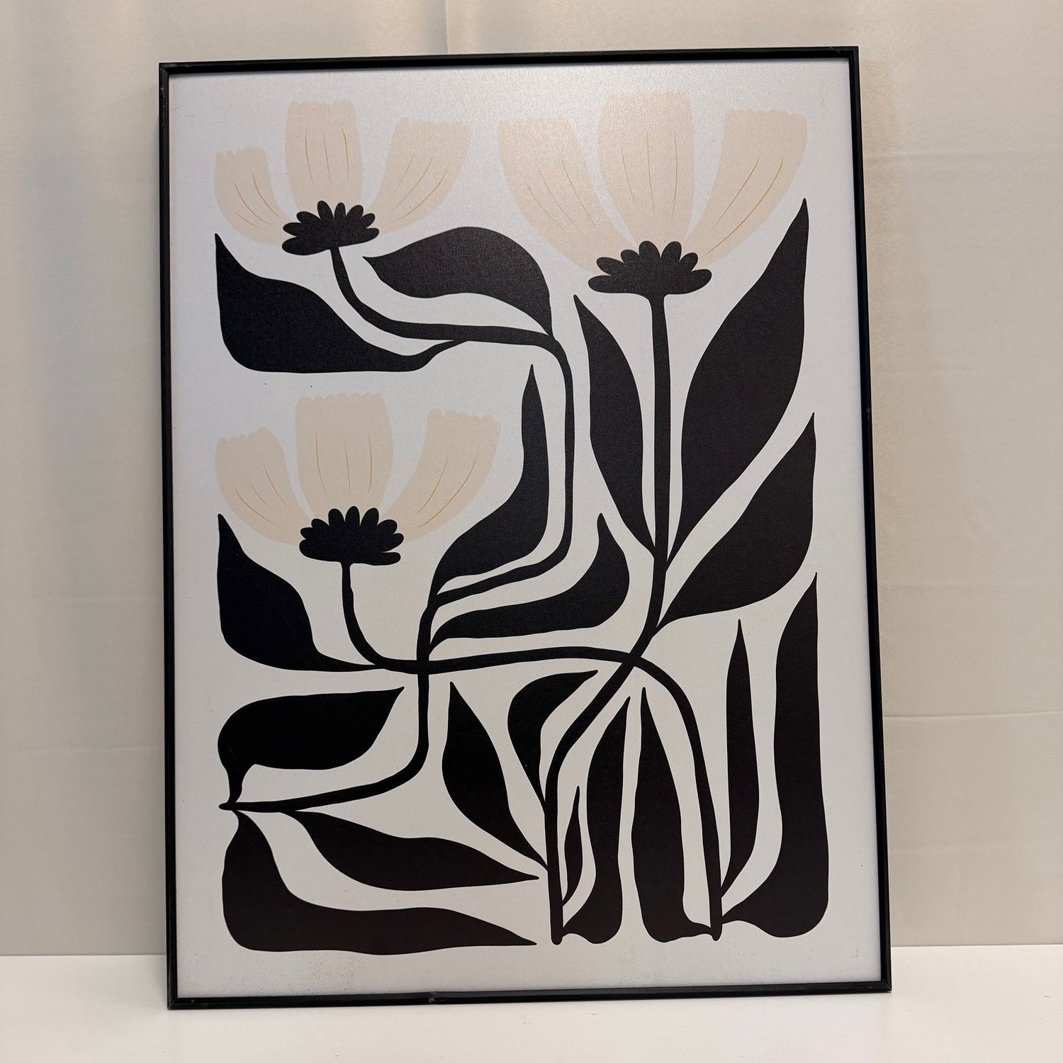 Abstract Floral Framed Art in Black Frame