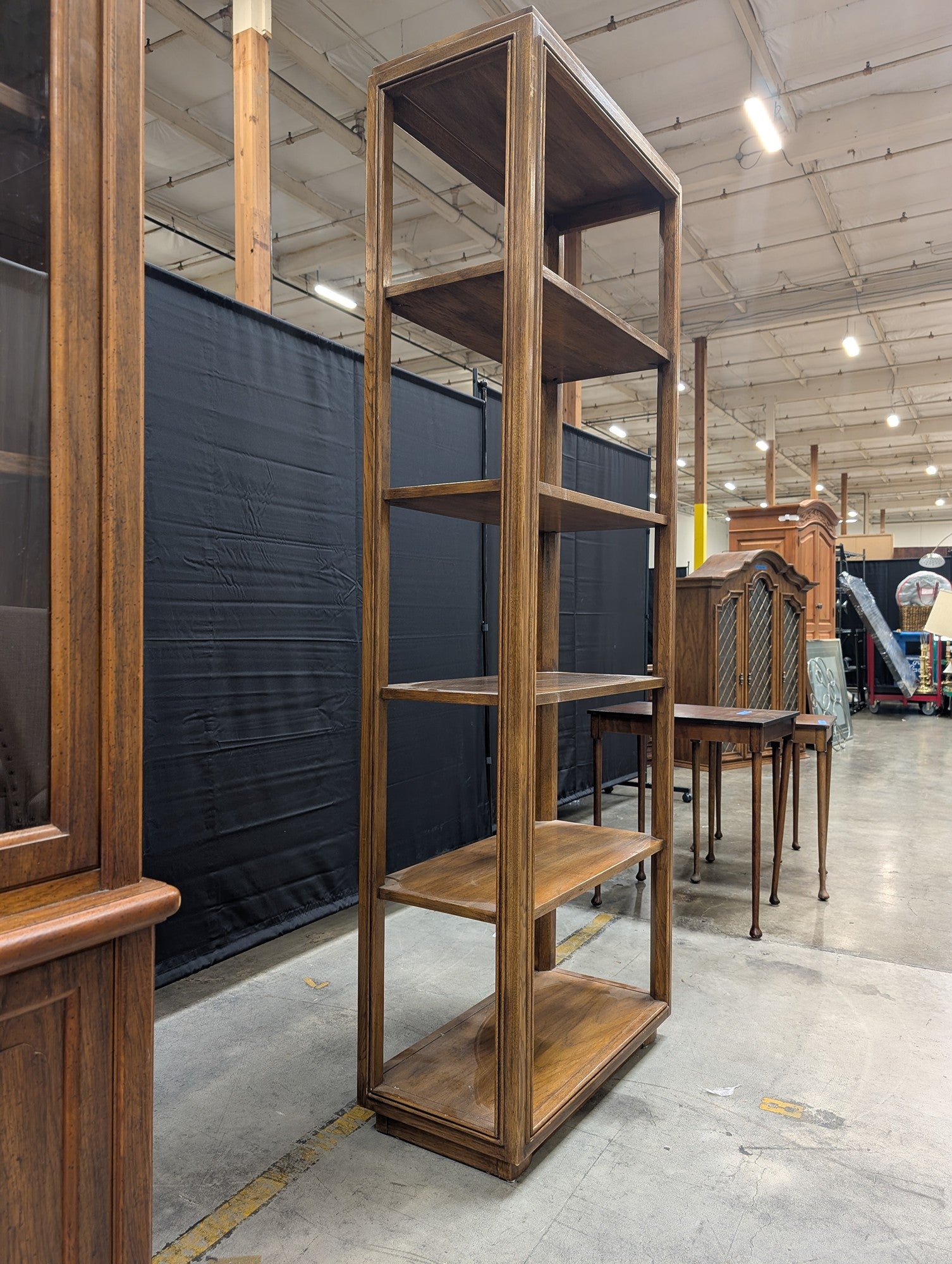 Tall Rectangular Wood Bookcase with Five Shelves