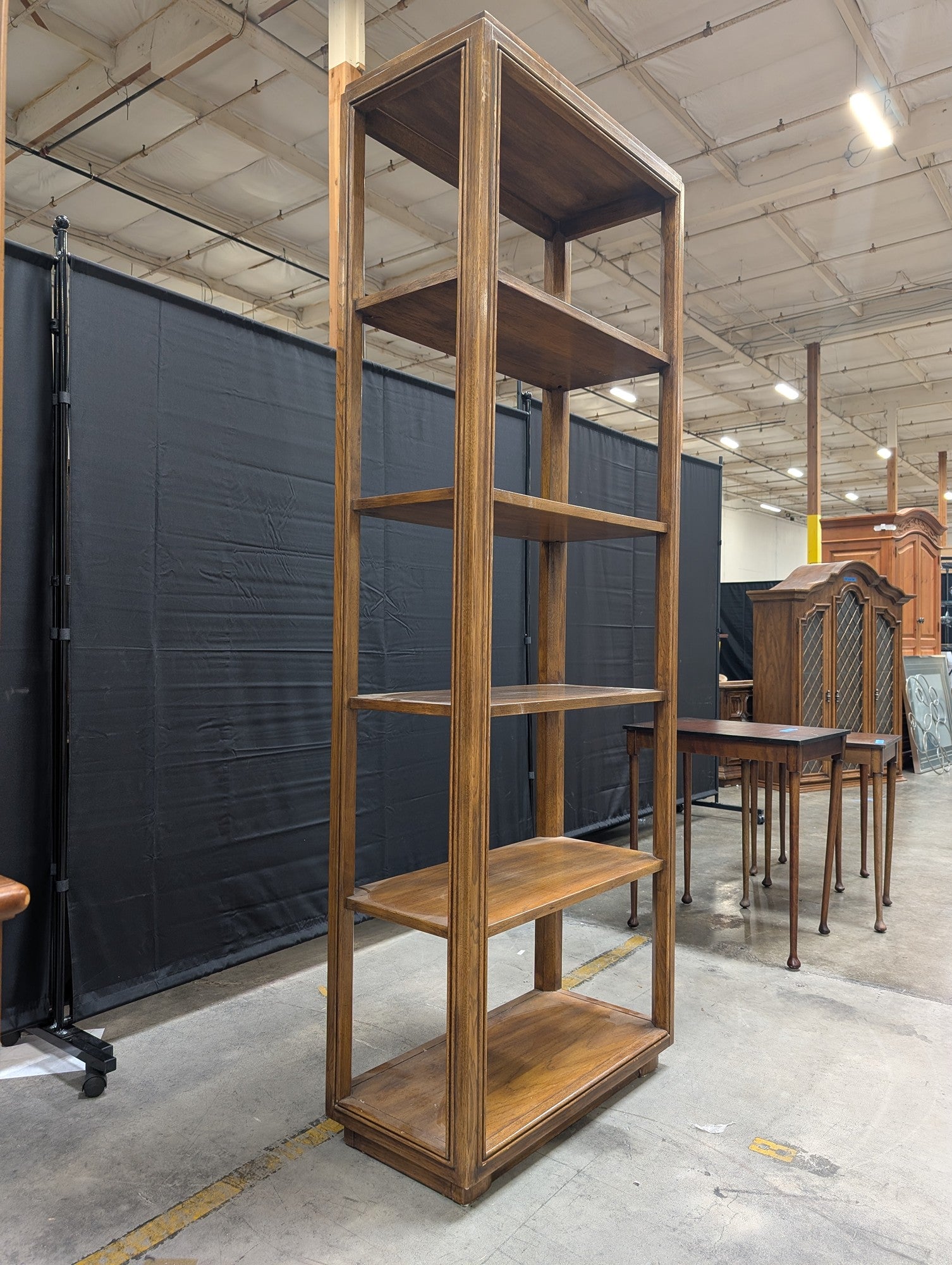 Tall Rectangular Wood Bookcase with Five Shelves