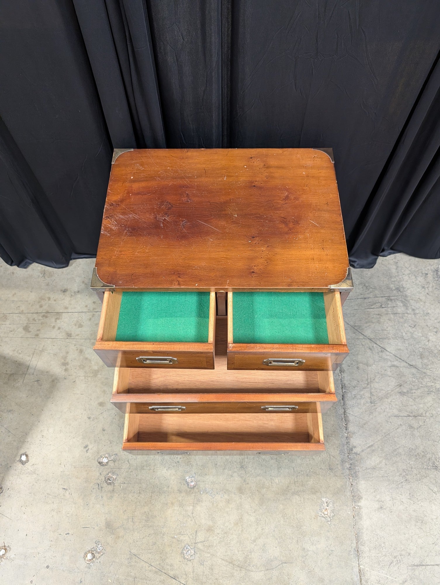 HEKMAN Campaign Style Wood Nightstand with Brass Hardware