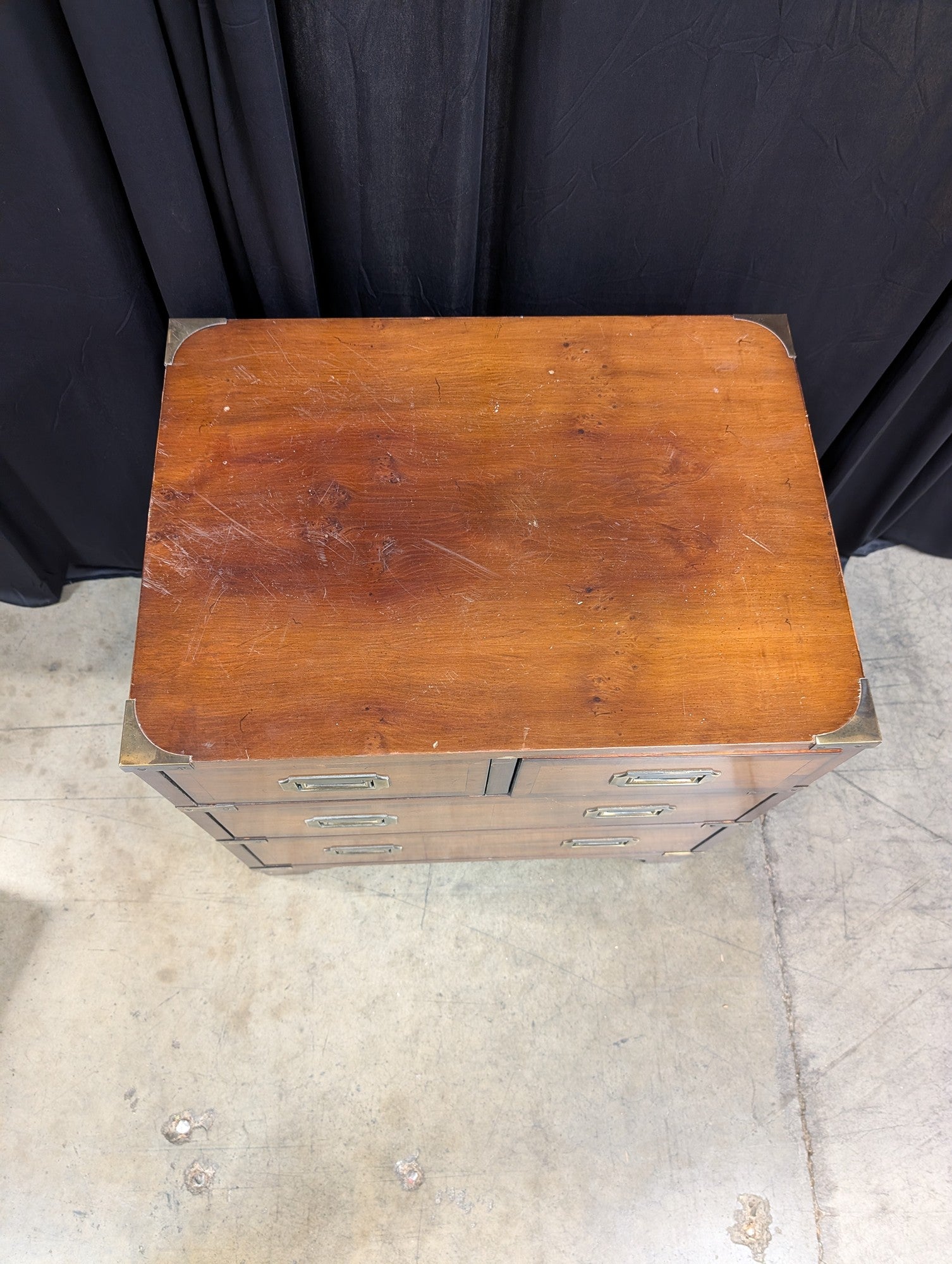 HEKMAN Campaign Style Wood Nightstand with Brass Hardware