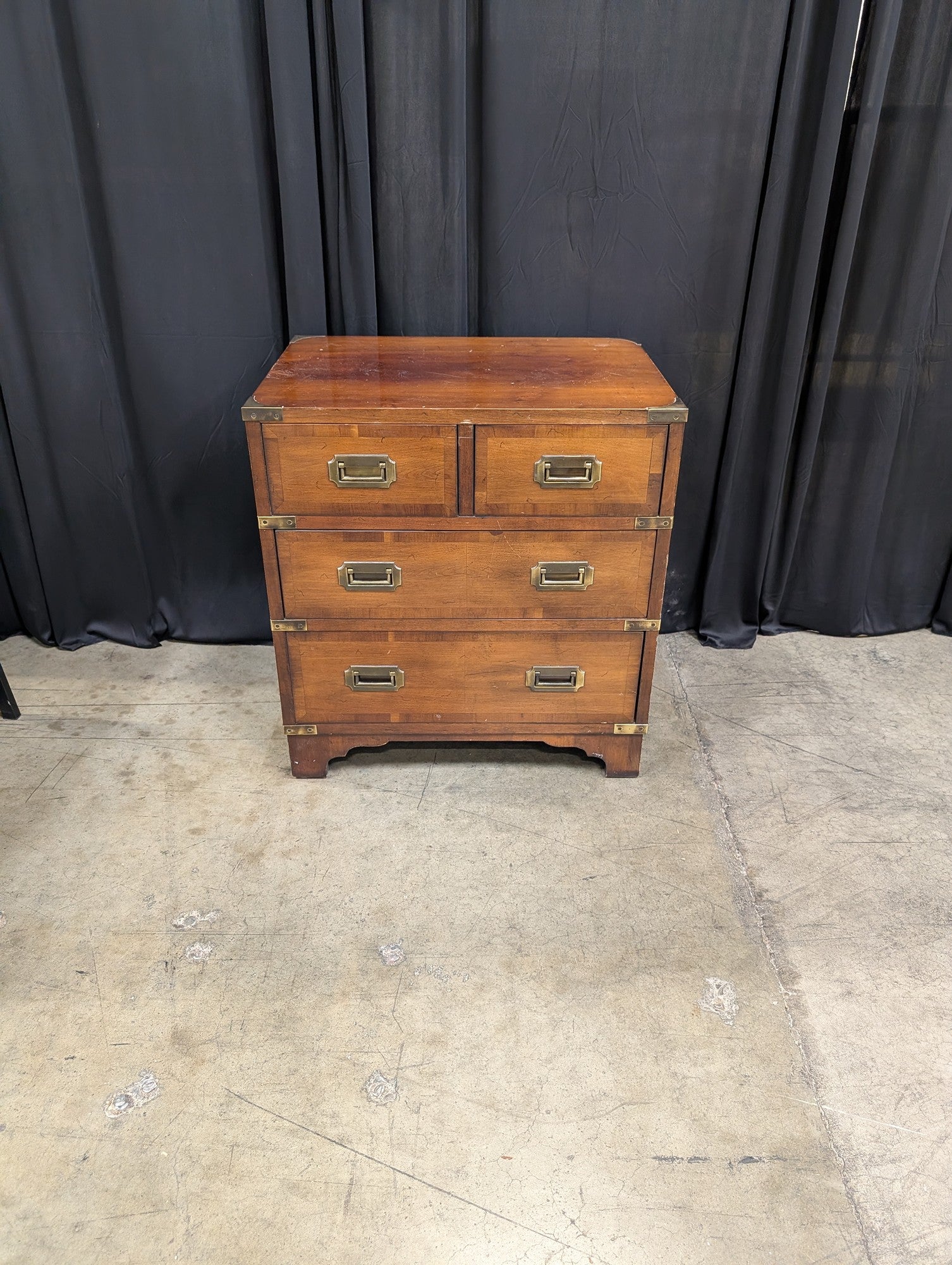 HEKMAN Campaign Style Wood Nightstand with Brass Hardware
