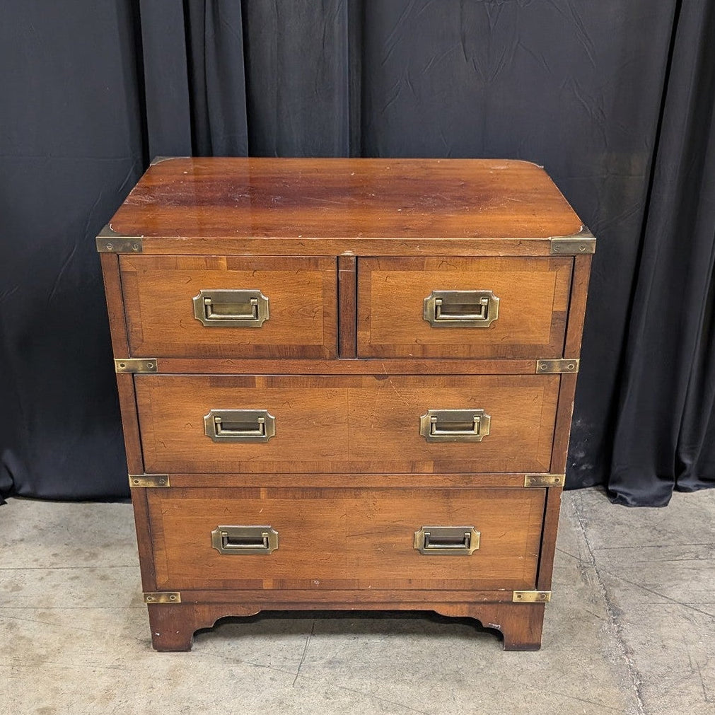 HEKMAN Campaign Style Wood Nightstand with Brass Hardware