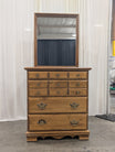 SEVEN HILLS Medium Brown Wood Dresser with Attached Mirror