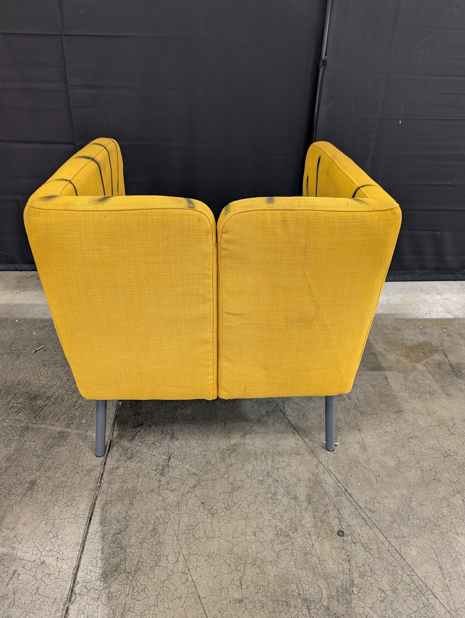 Modern Yellow Fabric Armchair with Graffiti Art