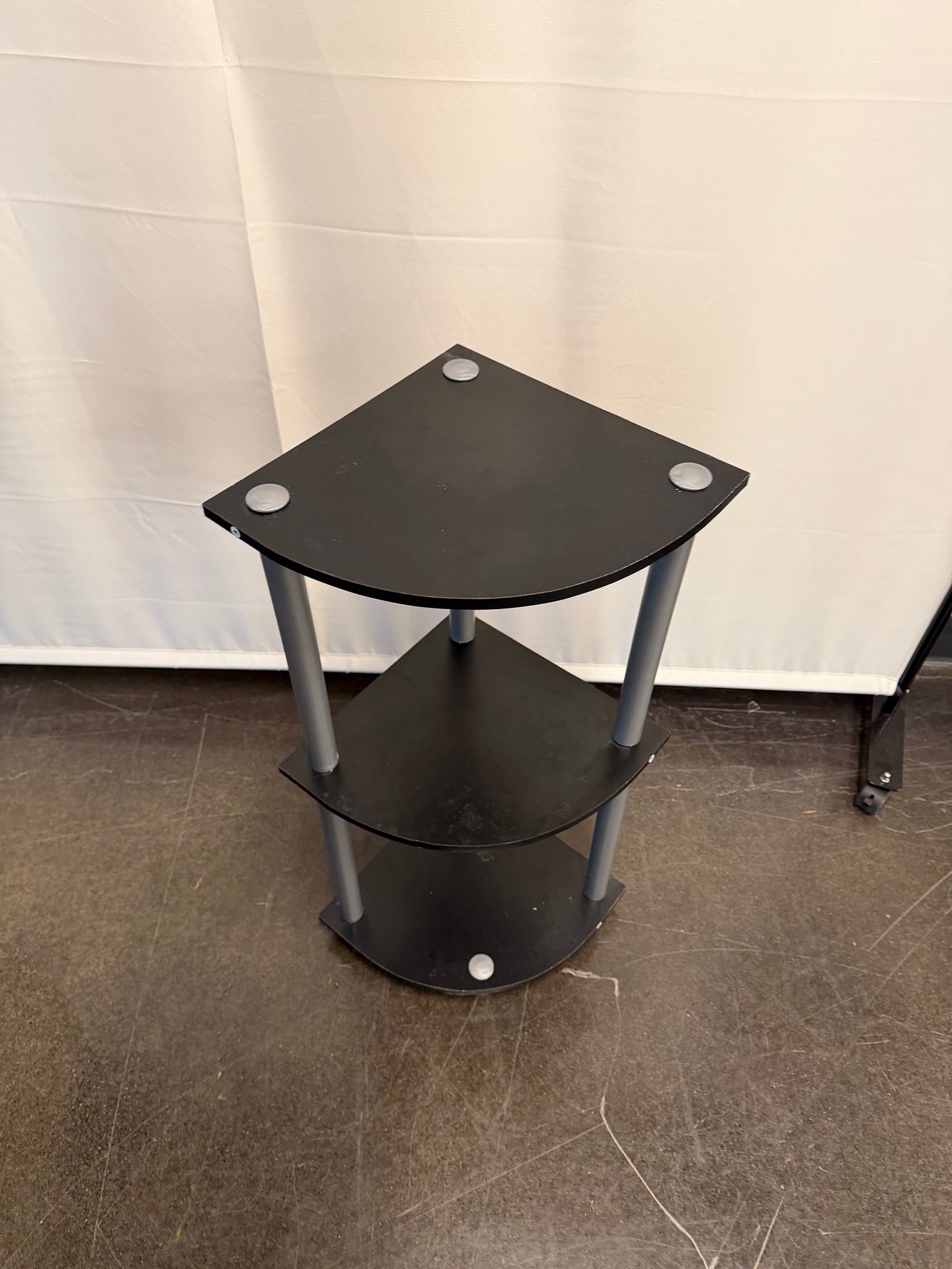 Black Three-Tier Corner Shelf