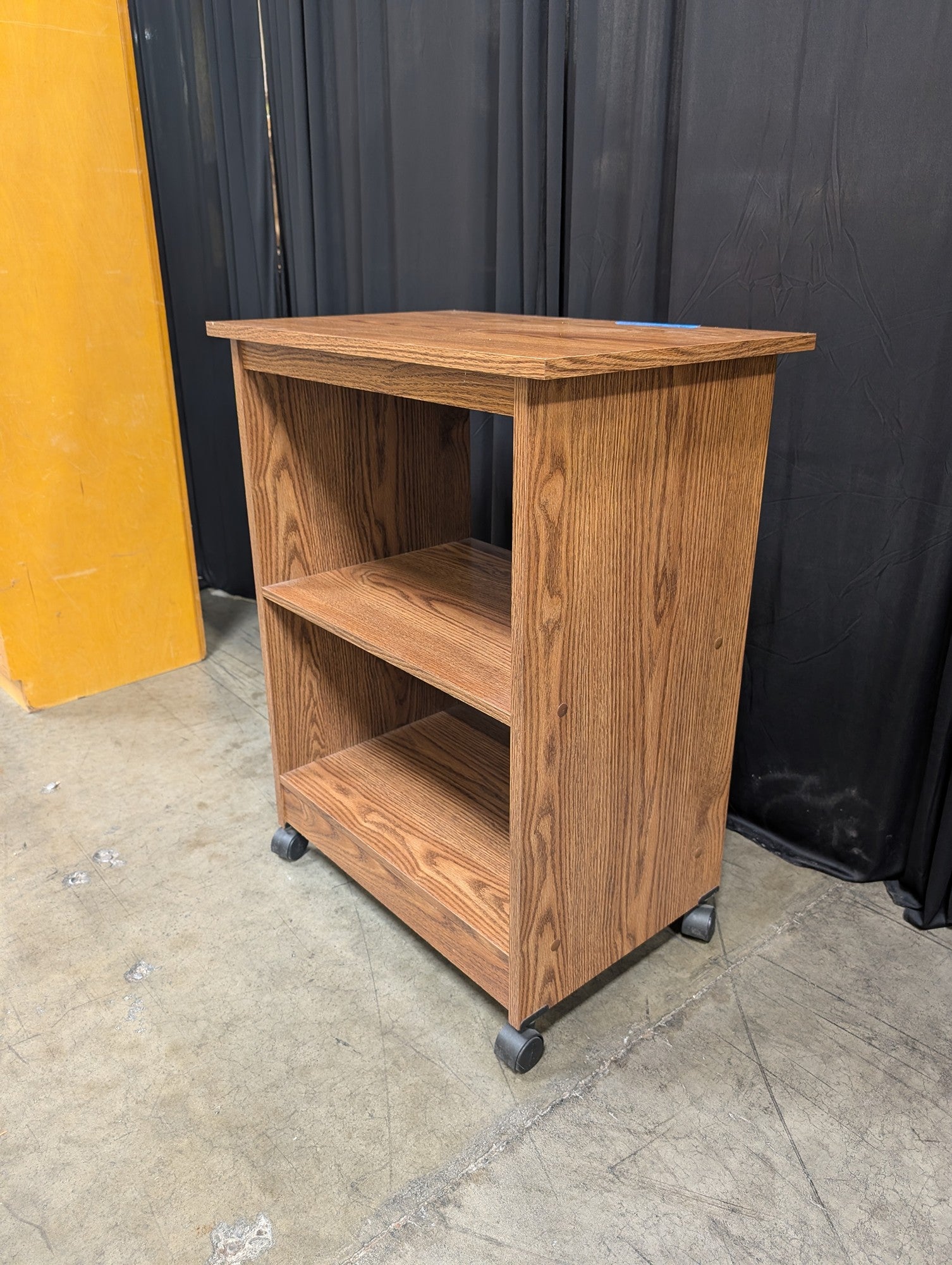 Rolling Three-Tier Utility Cart in Oak-Tone Wood Grain