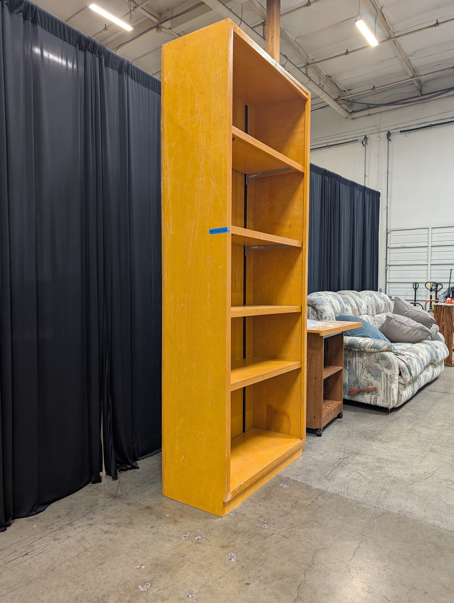 Light Wood Five-Shelf Bookcase with Adjustable Shelves