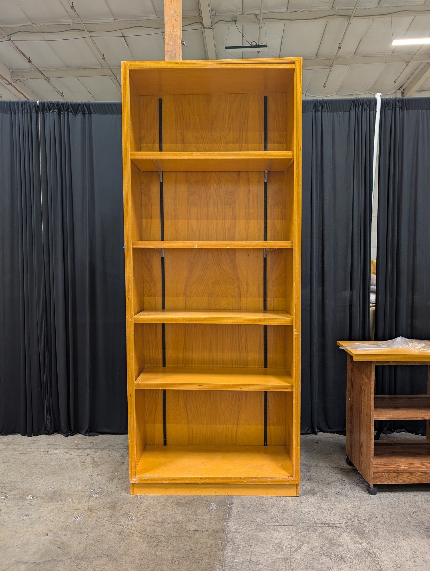 Light Wood Five-Shelf Bookcase with Adjustable Shelves