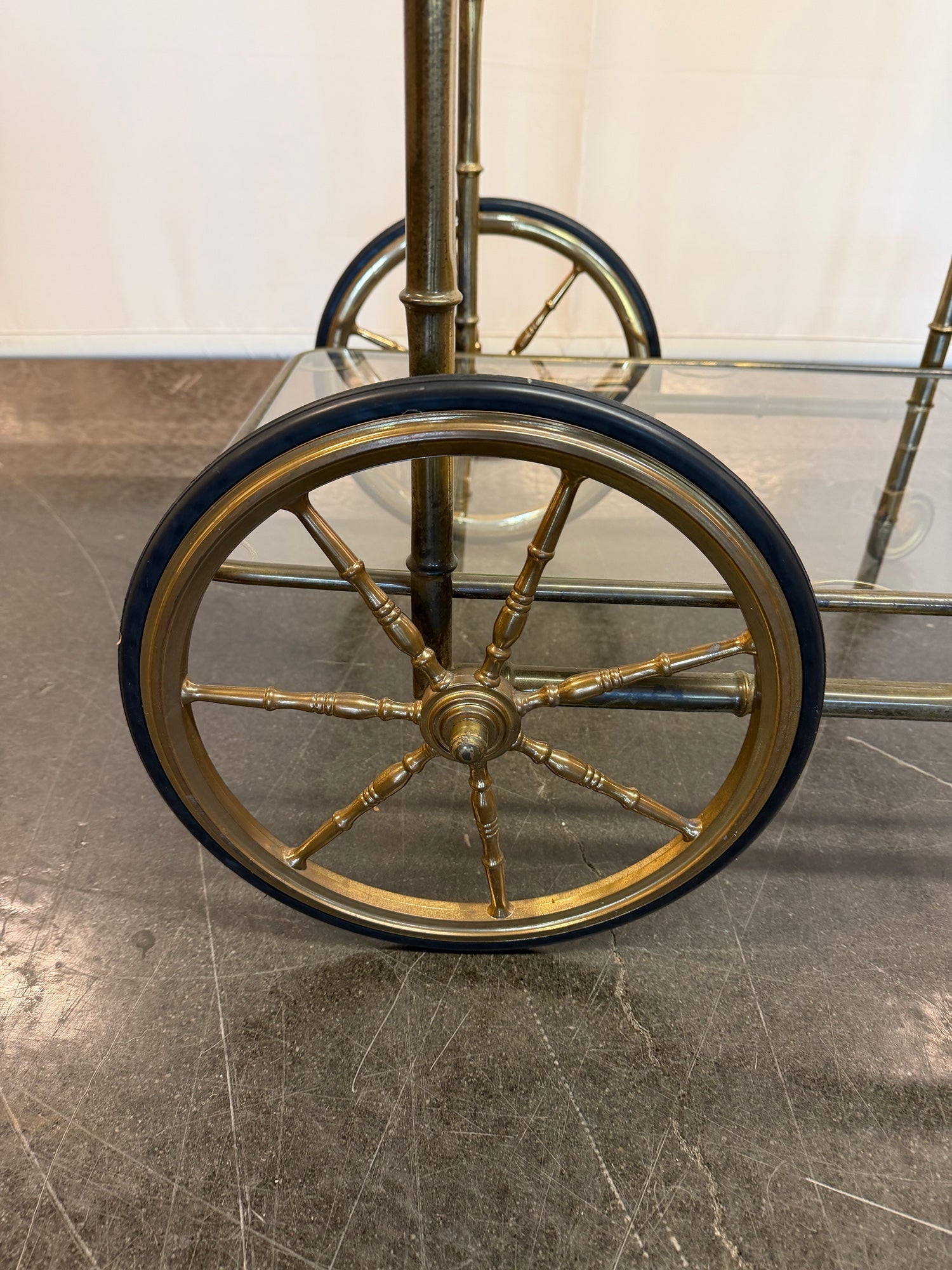 Vintage brass bamboo bar cart / trolley, 1960s