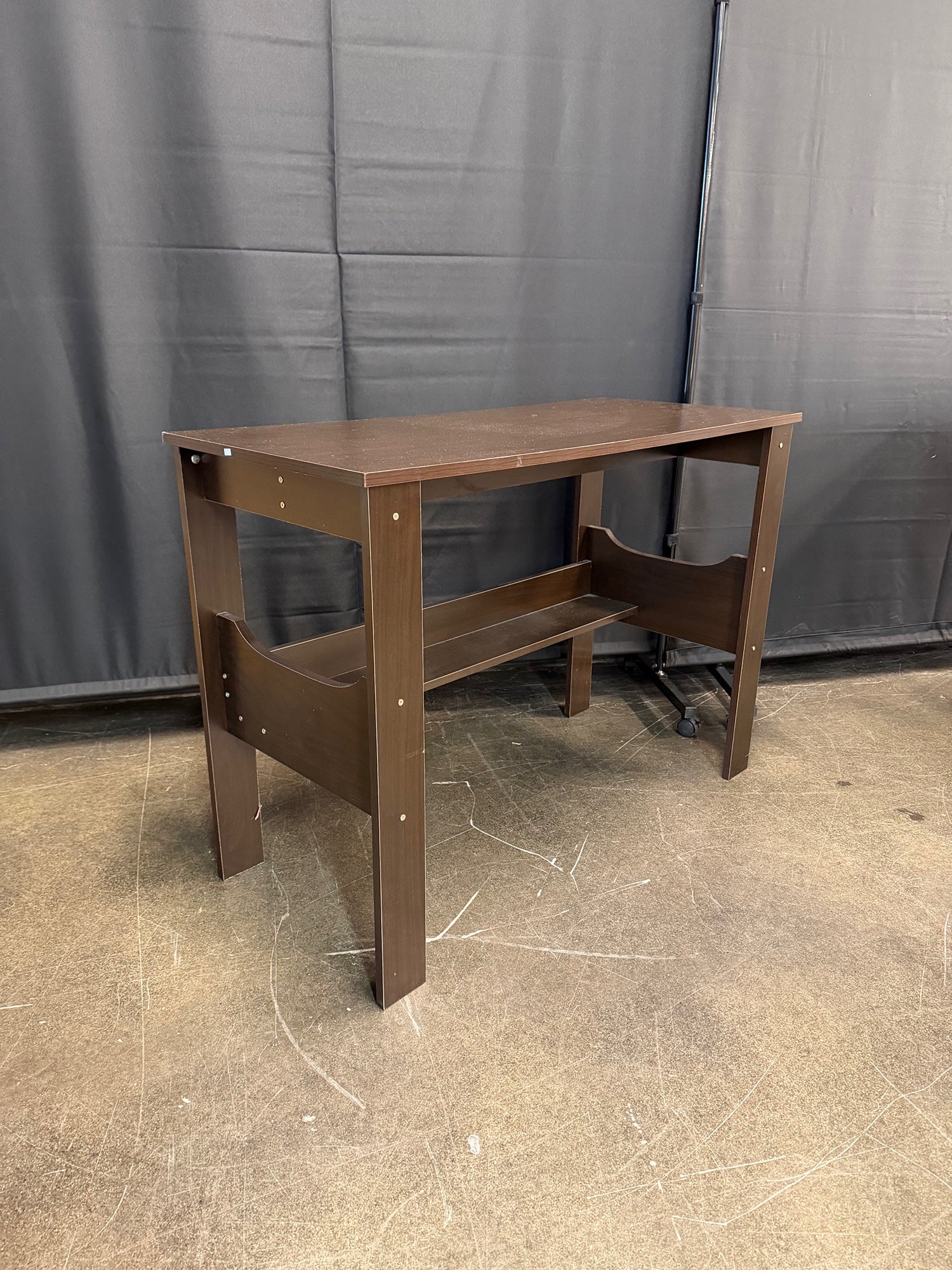 Dark Wood Rectangular Console Table with Lower Shelf