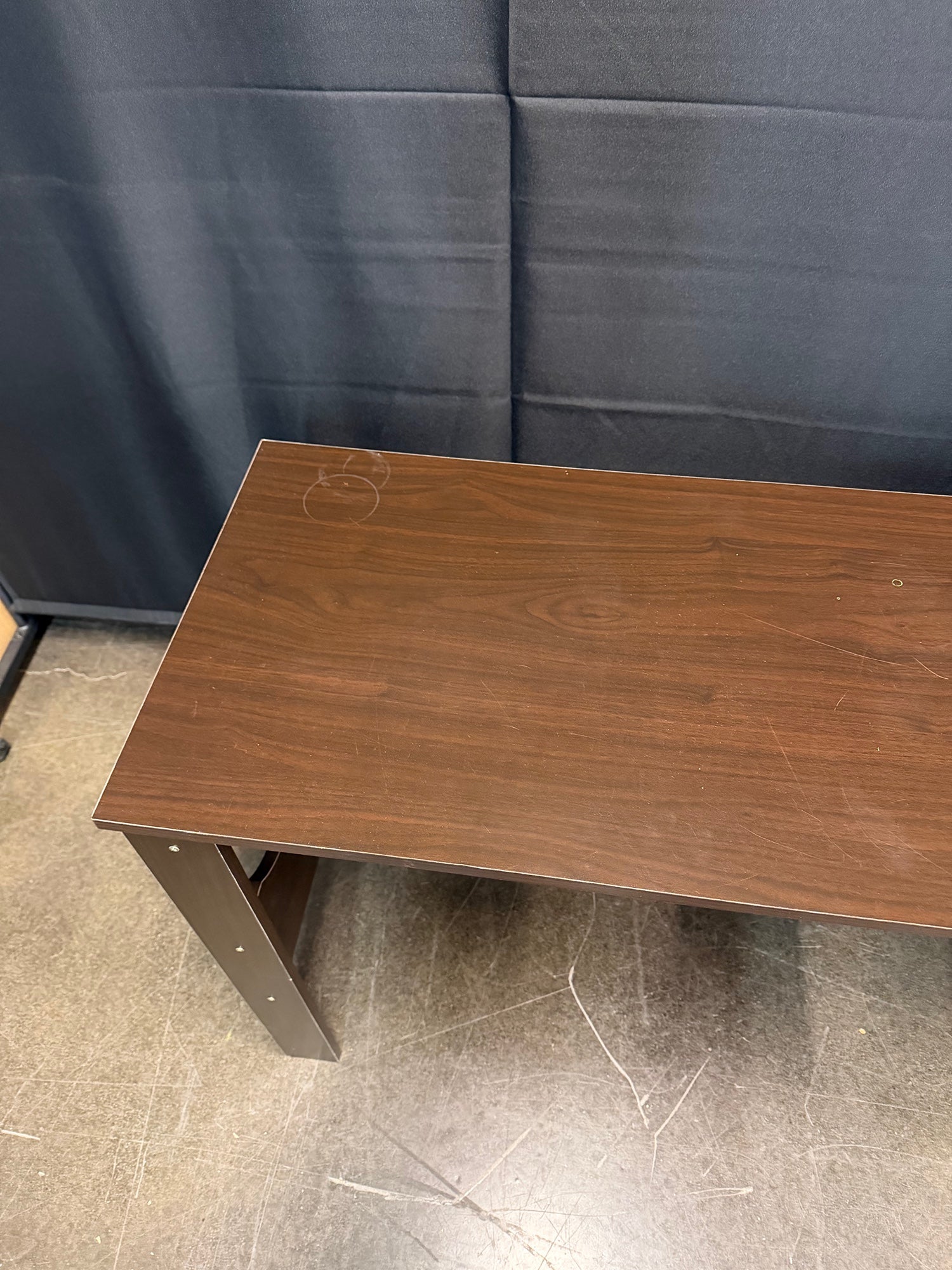 Dark Wood Rectangular Console Table with Lower Shelf