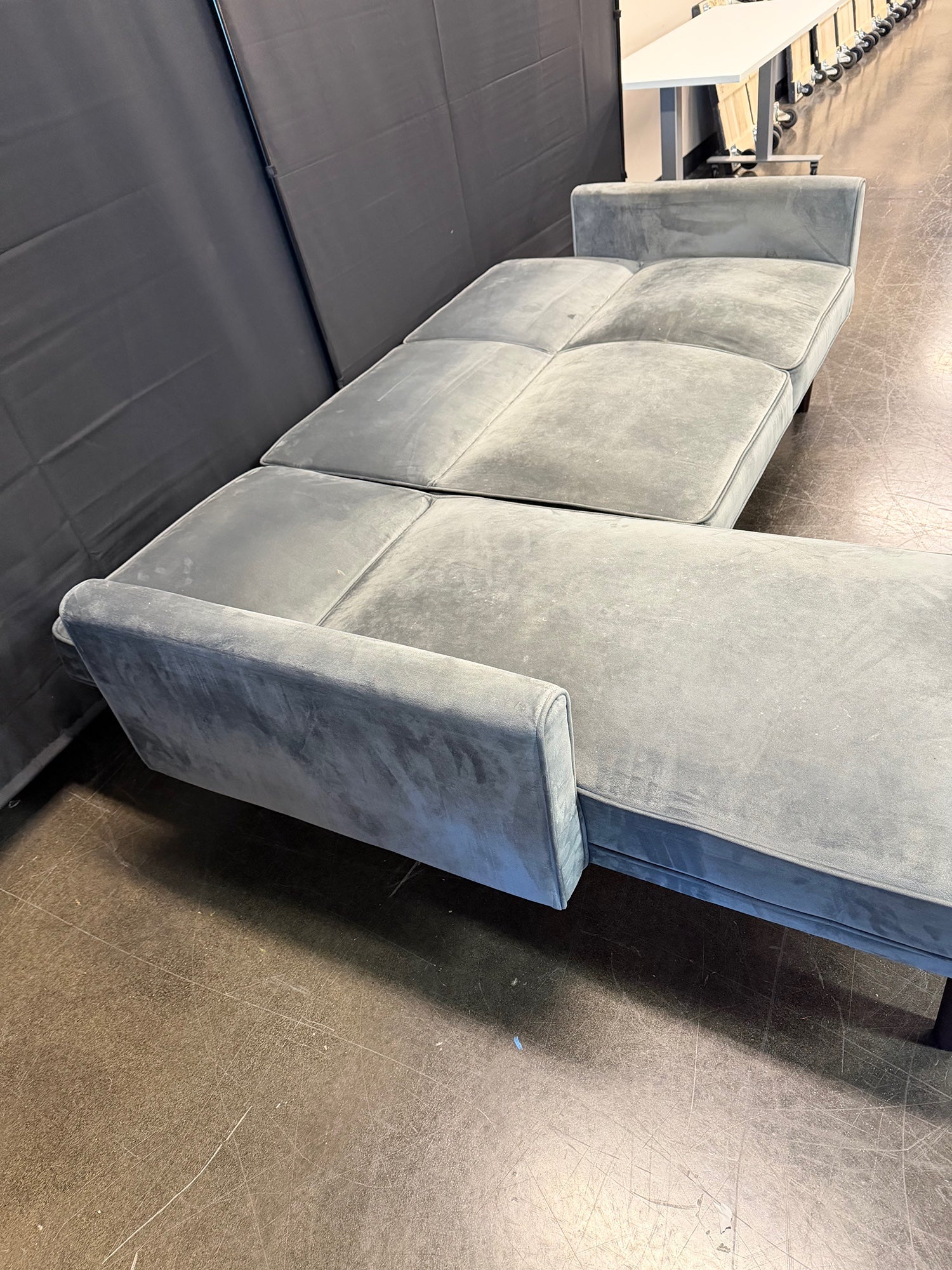 Dorel Home Furnishings Light Gray Velvet Sectional Sleeper Couch