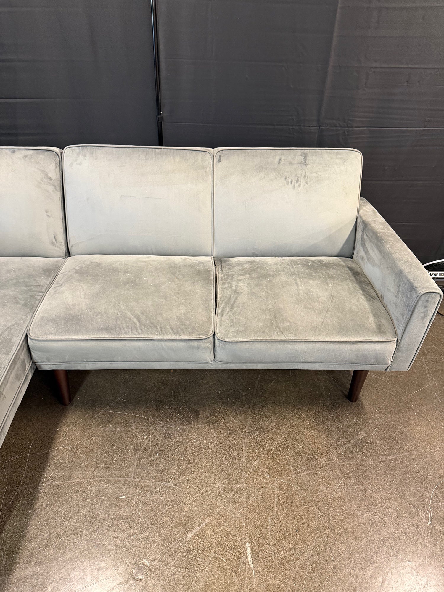 Dorel Home Furnishings Light Gray Velvet Sectional Sleeper Couch