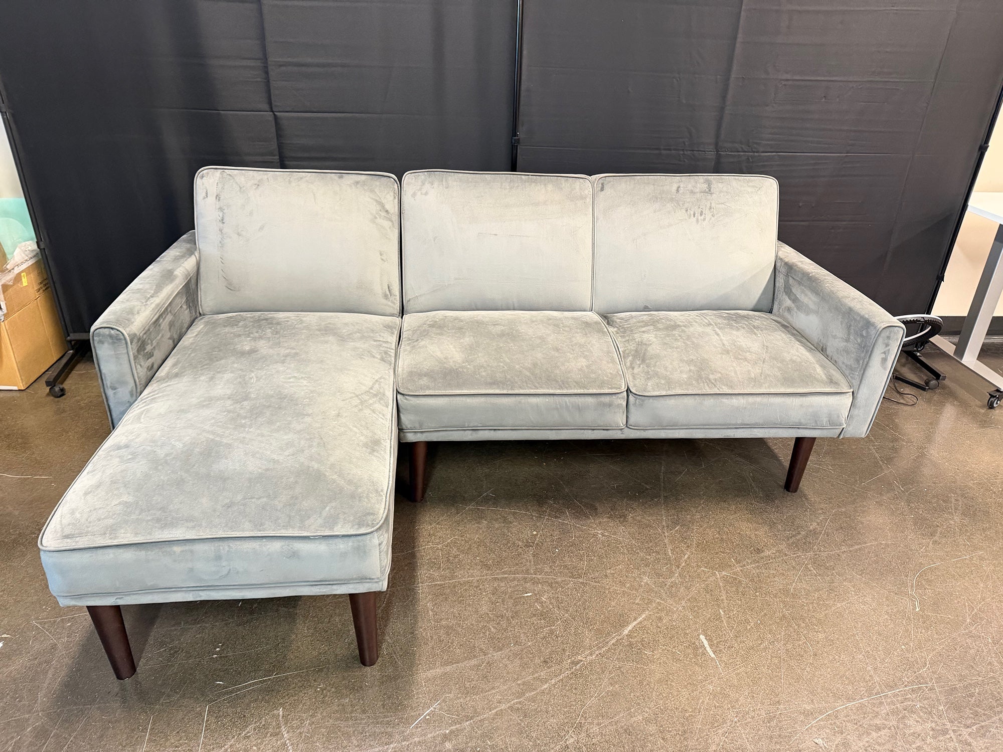 Dorel Home Furnishings Light Gray Velvet Sectional Sleeper Couch