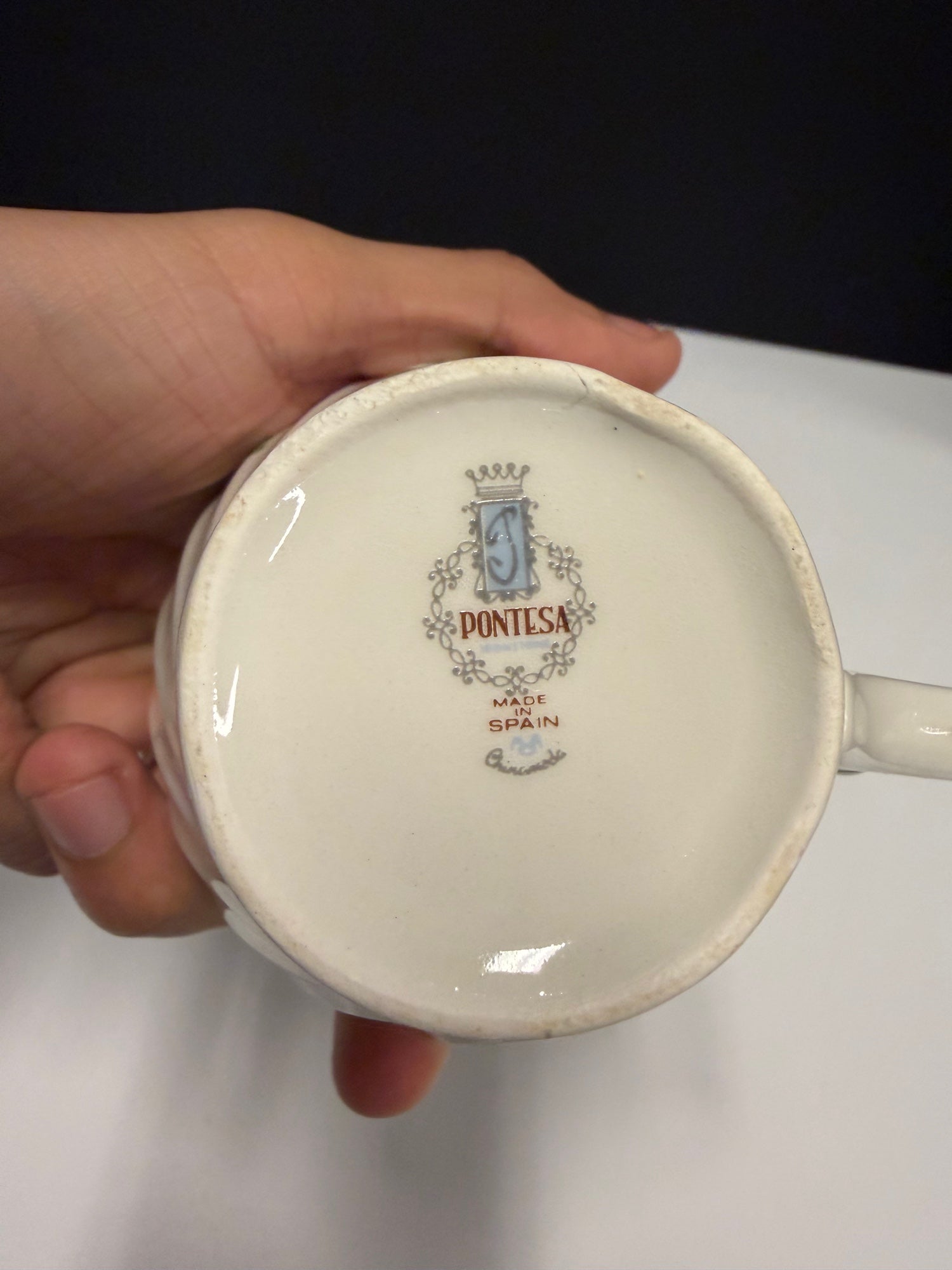 Pontesa White Floral Ceramic Teacup with Saucer