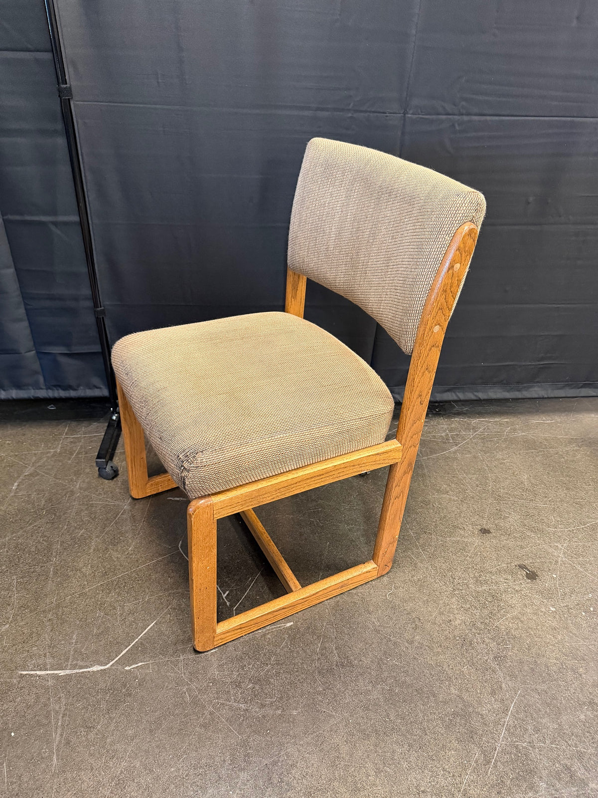 Mid-Century Style Upholstered Chair in Light Wood
