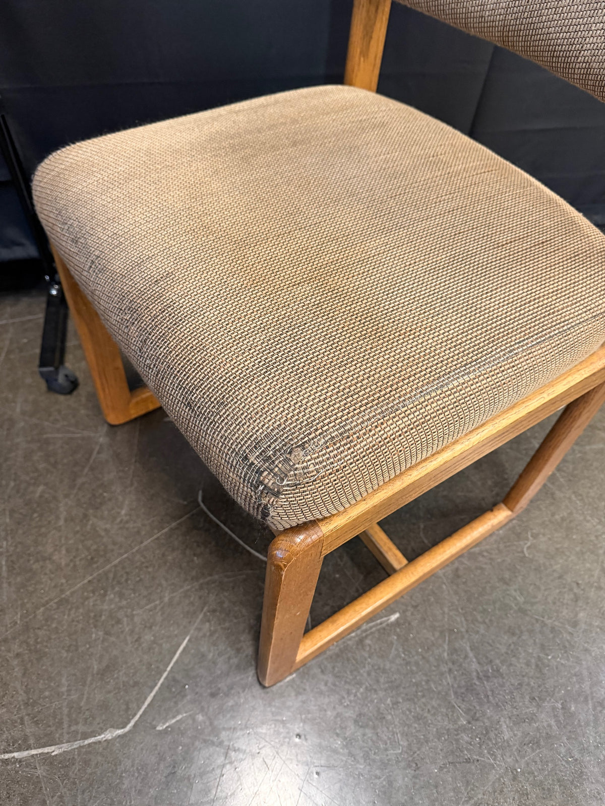 Mid-Century Style Upholstered Chair in Light Wood