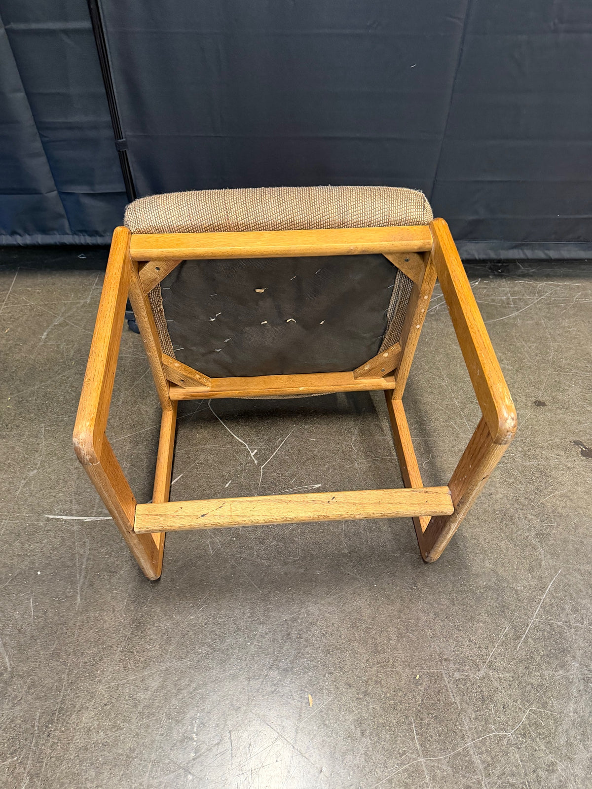 Mid-Century Style Upholstered Chair in Light Wood
