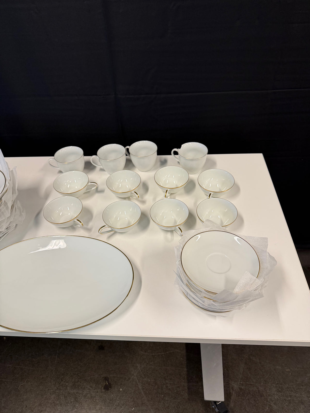 Noritake Caprice White Gold Trim Dinnerware Set | 58 Pieces