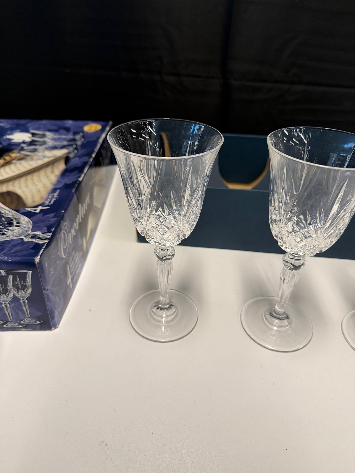 Overture Four Cut Crystal Italian Goblets in Box