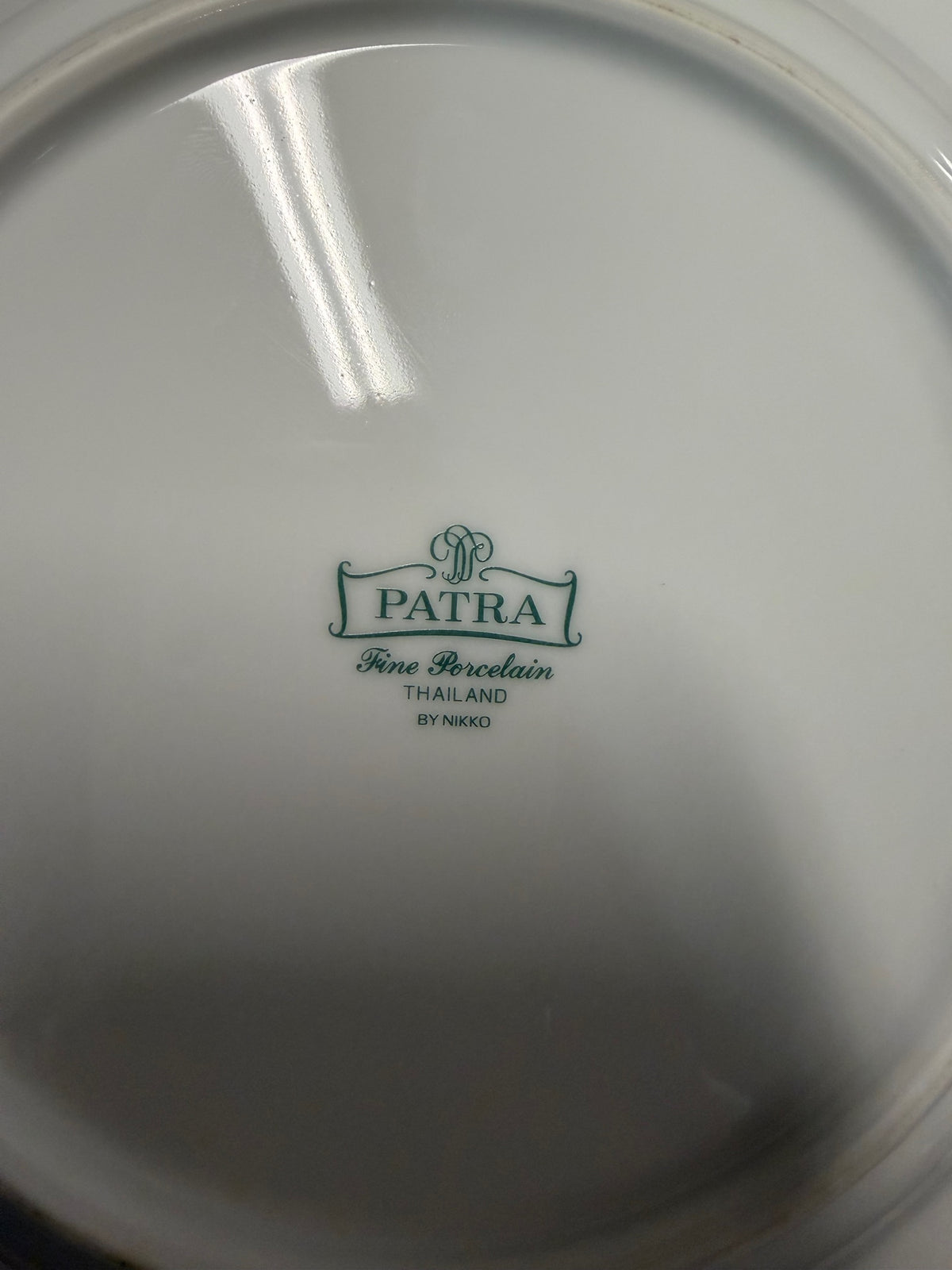 Patra by Nikko White Porcelain 5 Piece Dinnerware Set with Blue Trim