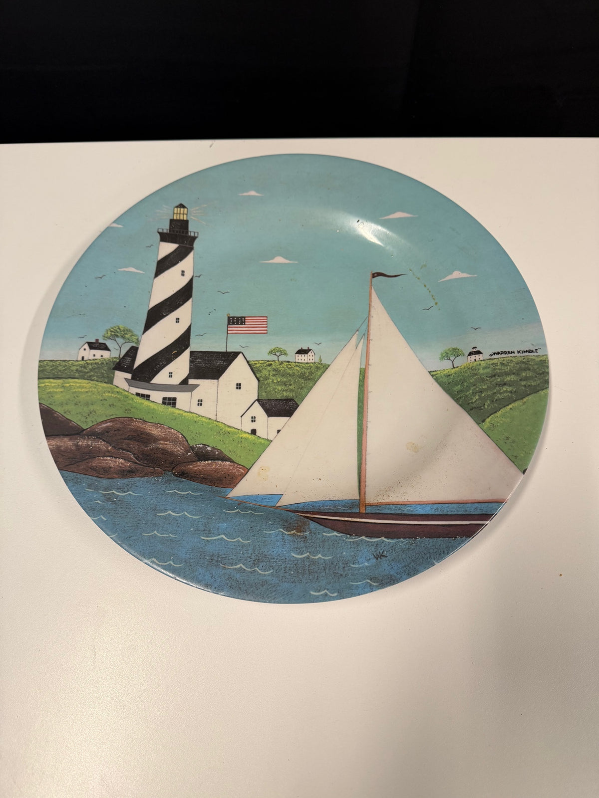 Warren Kimble Coastal Lighthouse 16-Inch Round Platter