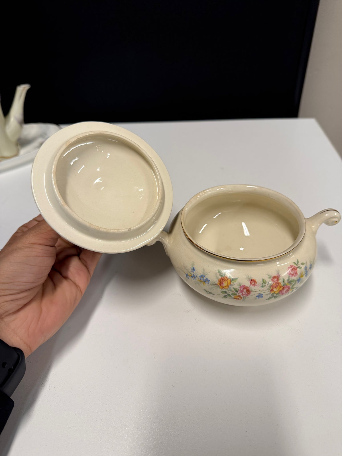 Eggshell NAUTILUS Cream Floral Sugar Bowl