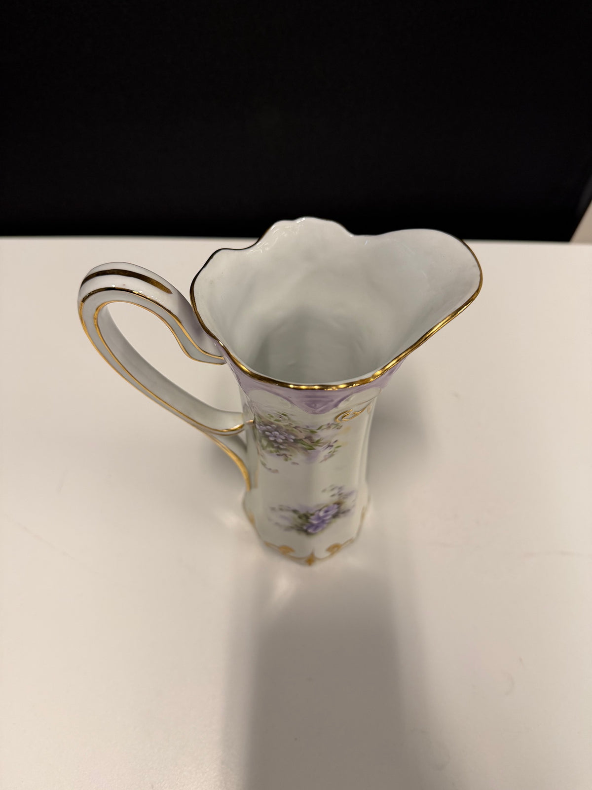 Hand Painted Lavender Floral Porcelain Pitcher with Gold Trim | Flowers, Inc. Balloons
