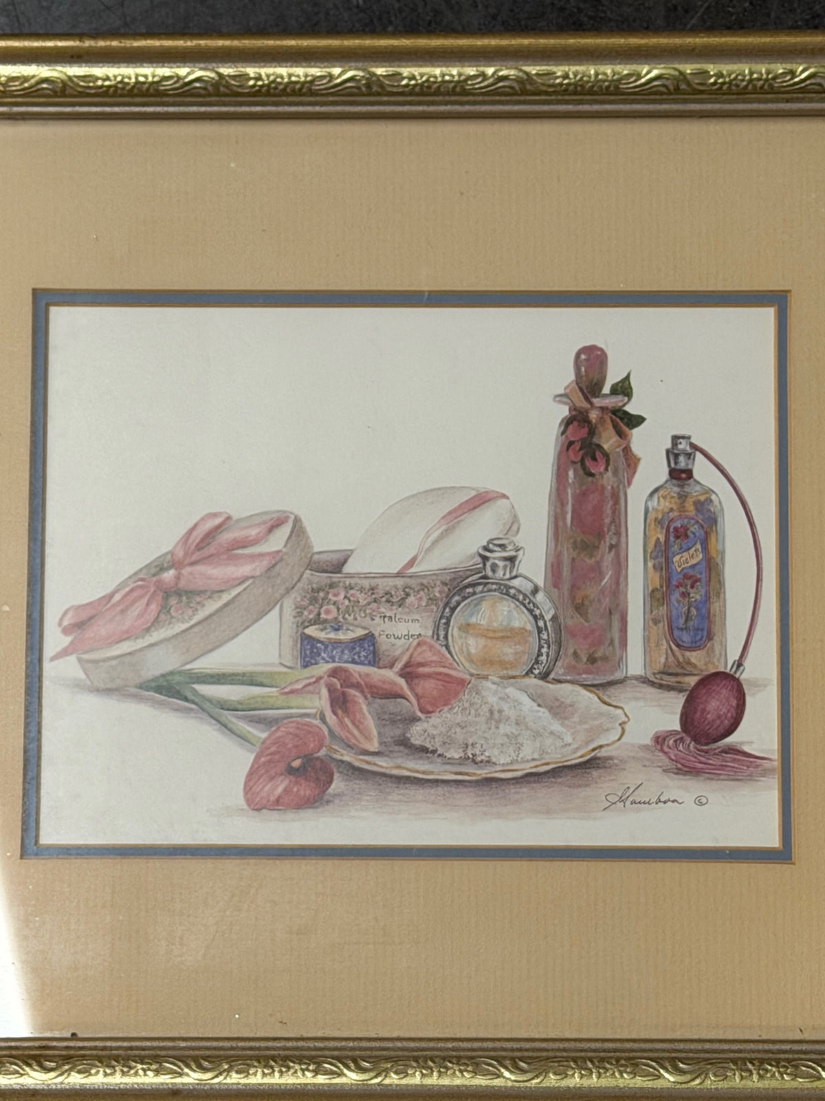 Gold-Tone Framed Vanity Scene Art Print