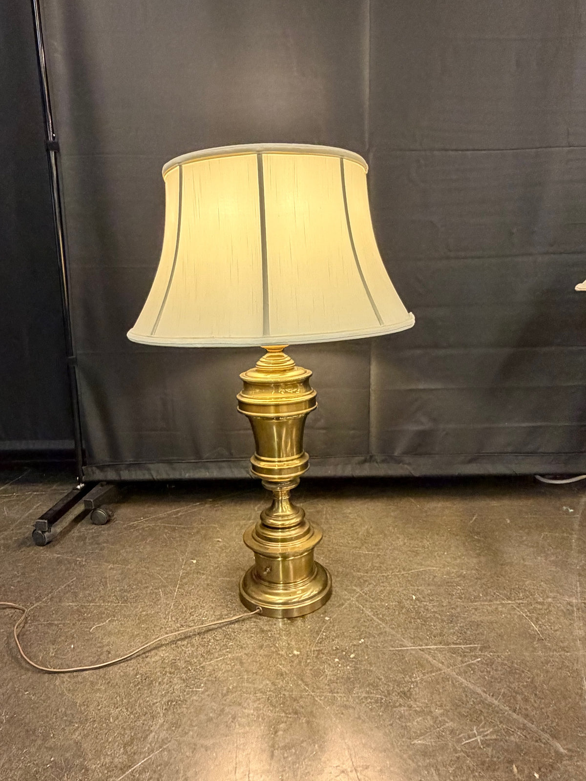 Stiffel Traditional Brass Urn Style Table Lamp with White Shade